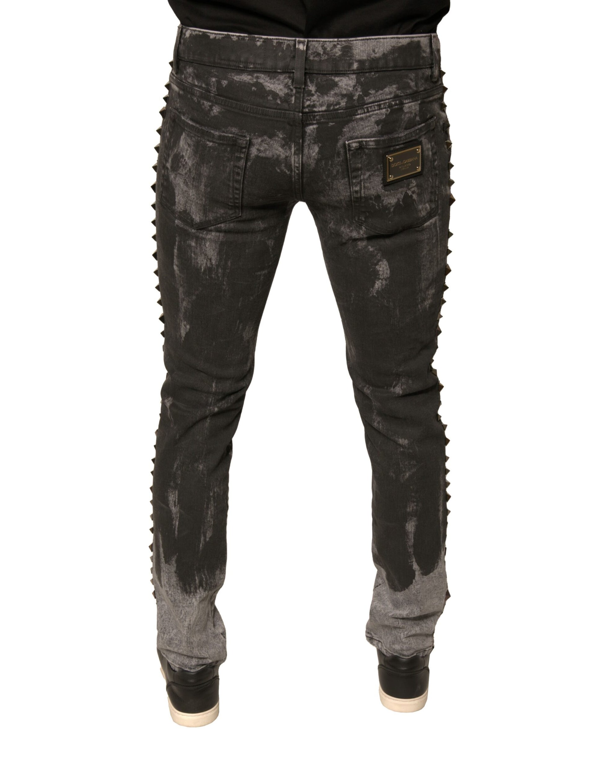 Dolce & Gabbana Gray Embellished Cotton Skinny Denim Jeans by Dolce & Gabbana