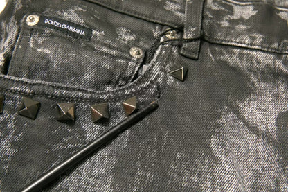 Dolce & Gabbana Gray Embellished Cotton Skinny Denim Jeans by Dolce & Gabbana