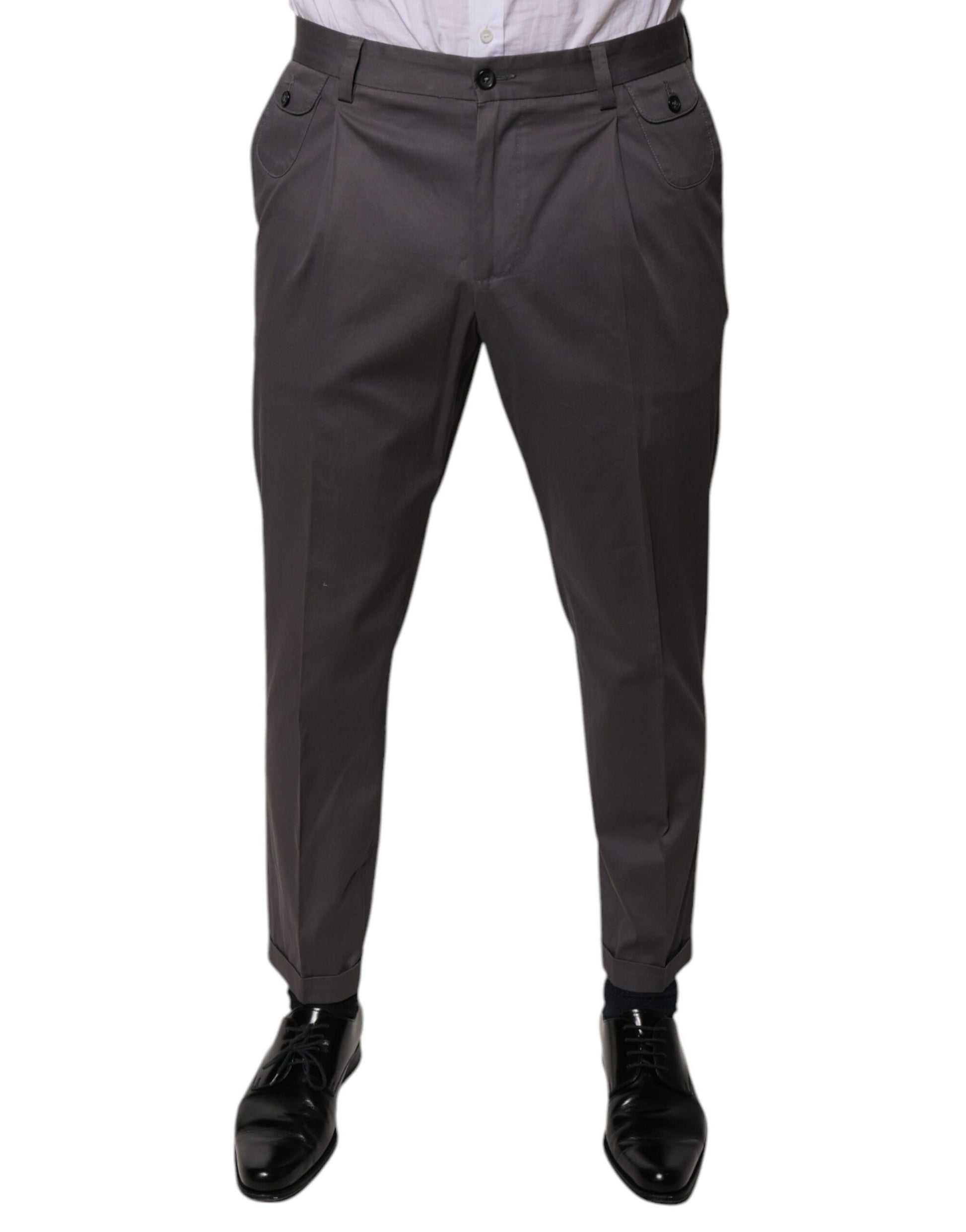 Dolce & Gabbana Dark Gray Mid Waist Dress Pants by Dolce & Gabbana