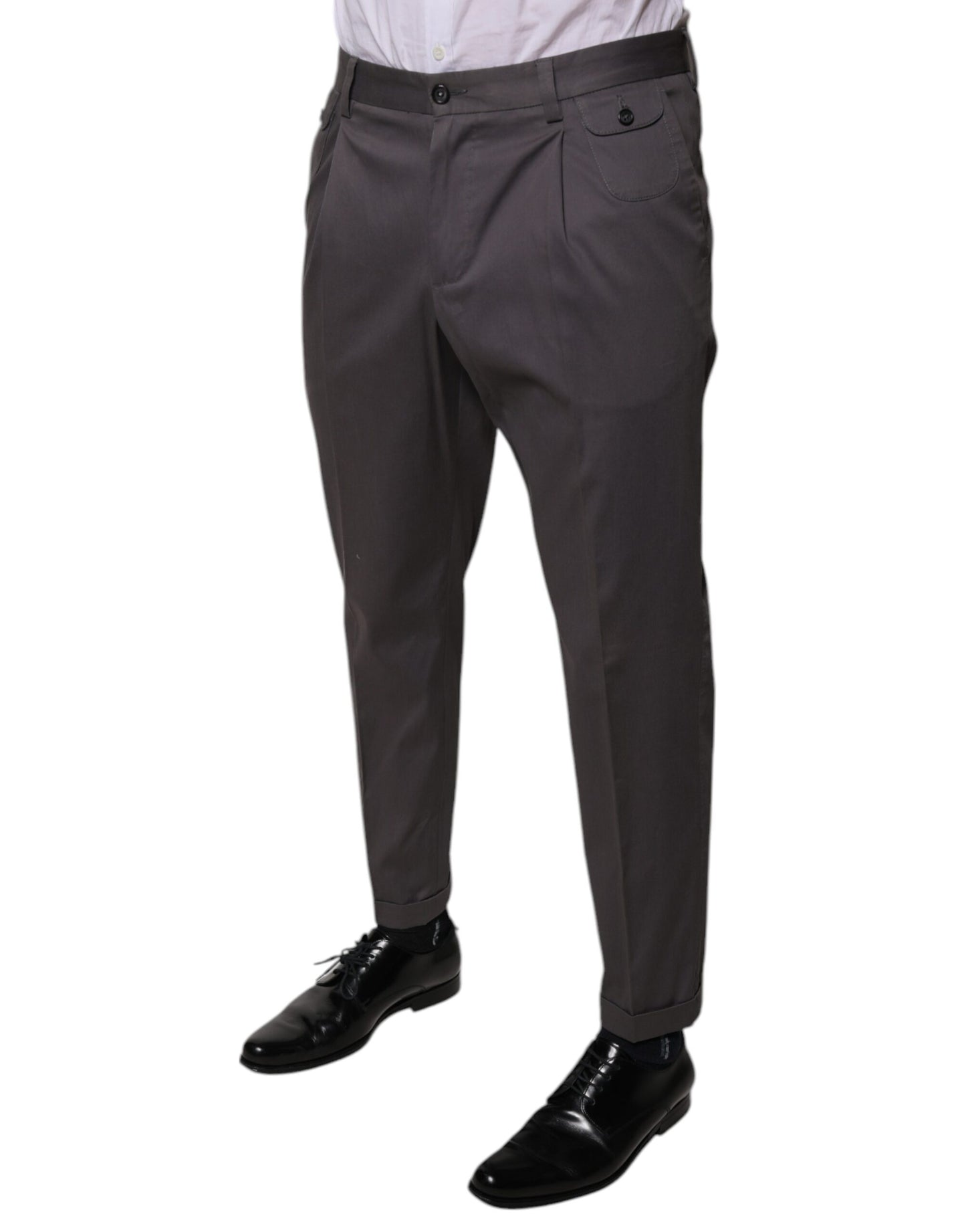 Dolce & Gabbana Dark Gray Mid Waist Dress Pants by Dolce & Gabbana