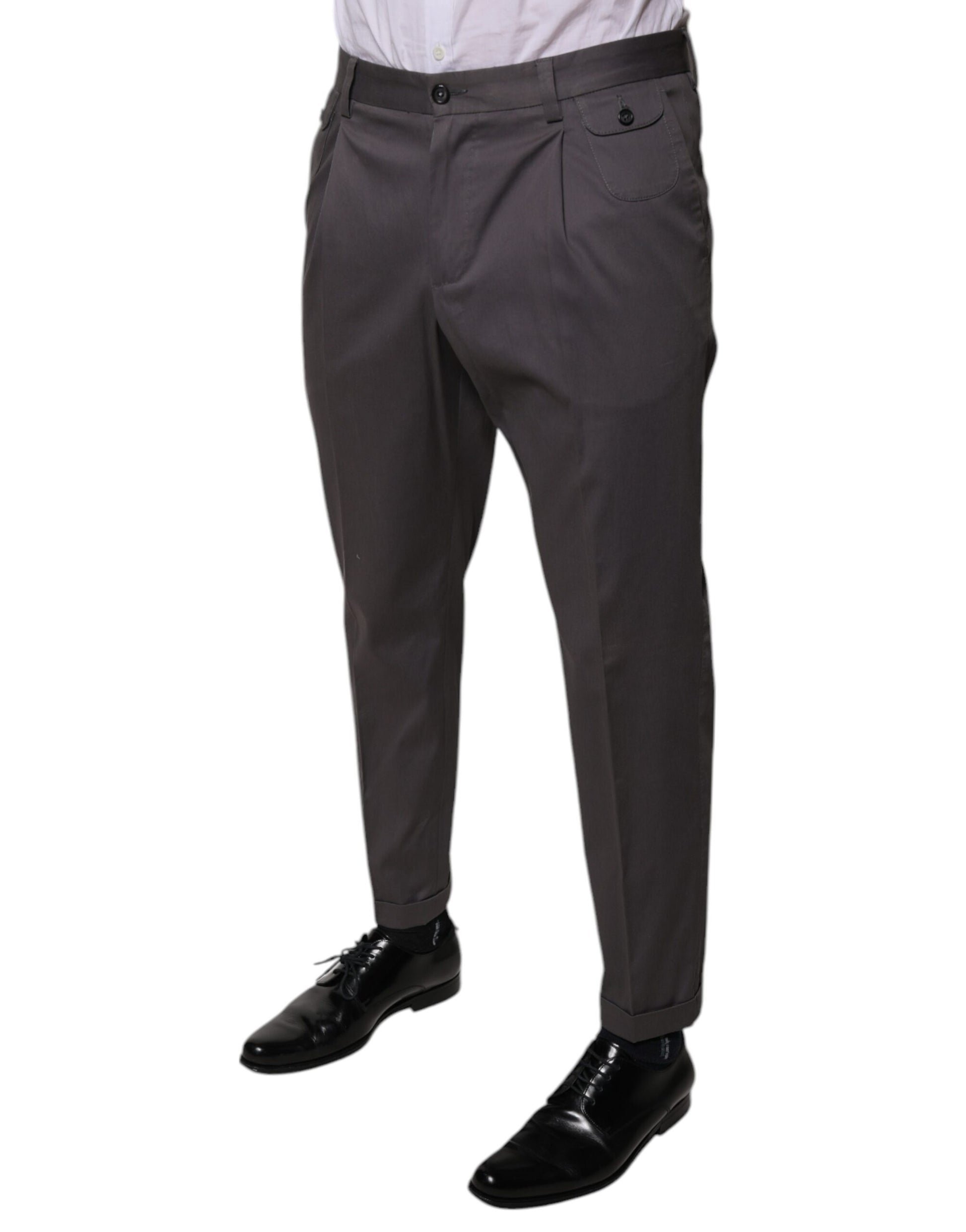 Dolce & Gabbana Dark Gray Mid Waist Dress Pants by Dolce & Gabbana