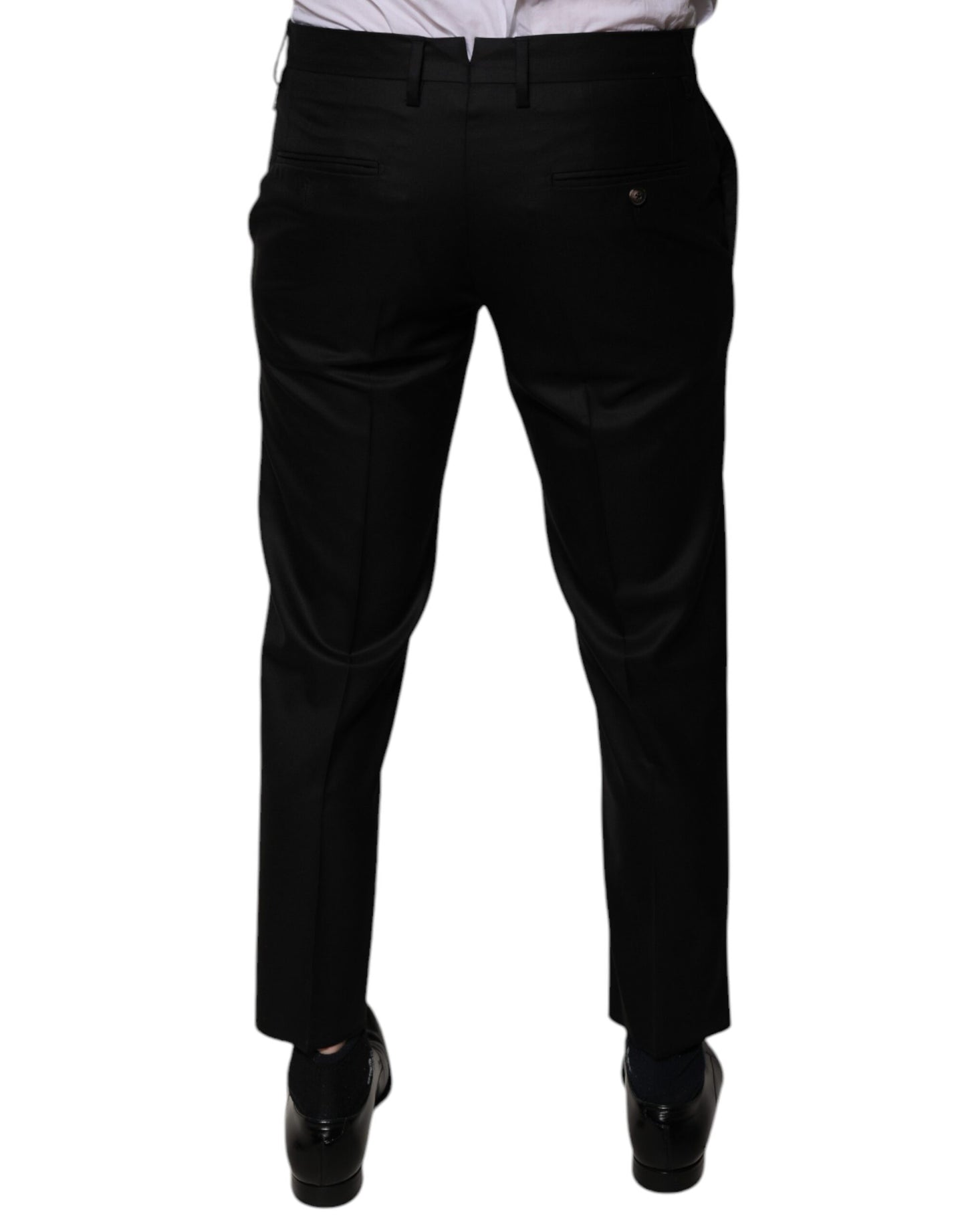 Dolce & Gabbana Black Wool Tapered Formal Dress Pants by Dolce & Gabbana