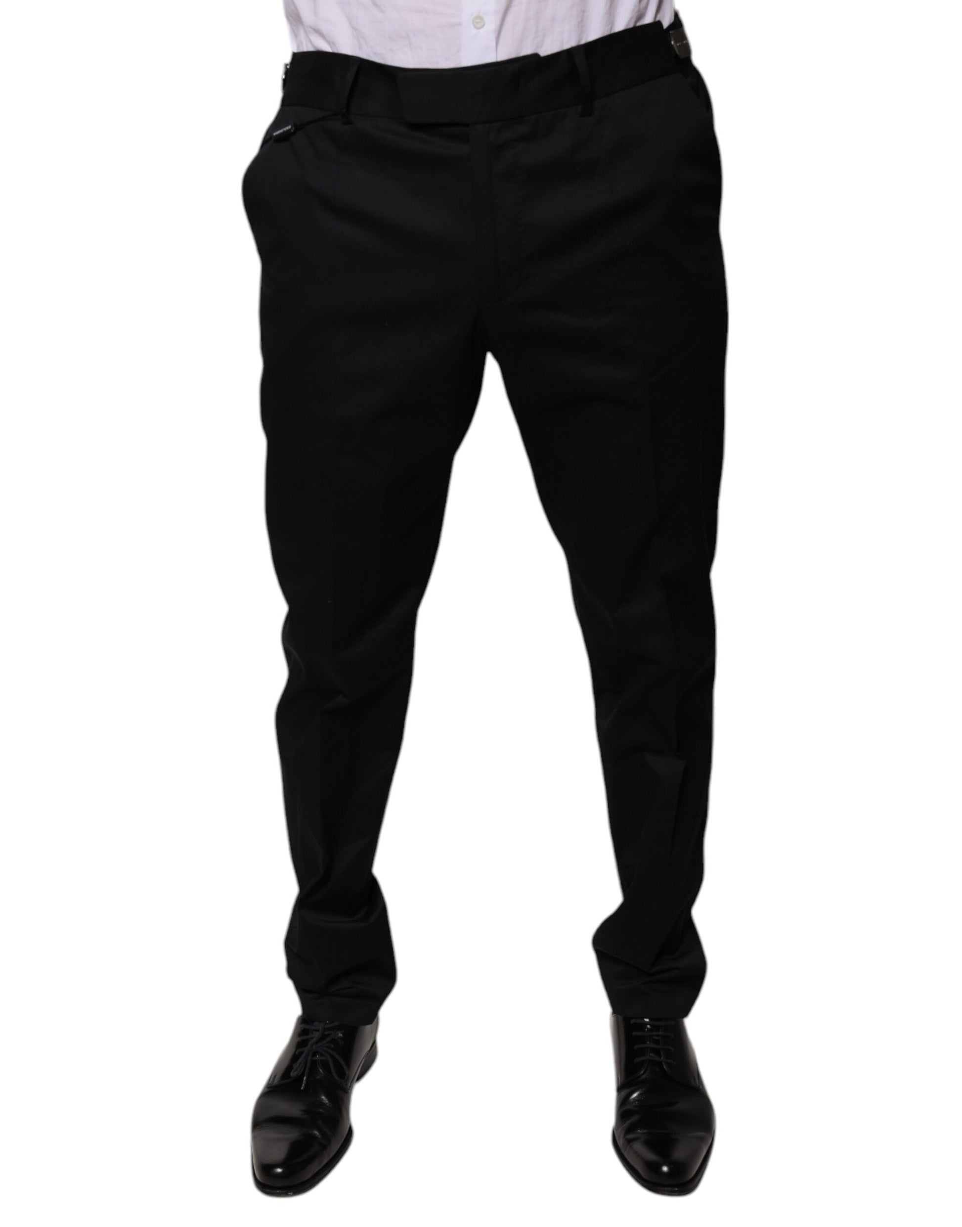 Dolce & Gabbana Black Cotton Tapered Formal Dress Pants by Dolce & Gabbana