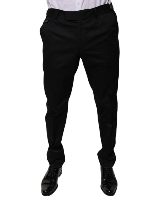 Dolce & Gabbana Black Cotton Tapered Formal Dress Pants by Dolce & Gabbana