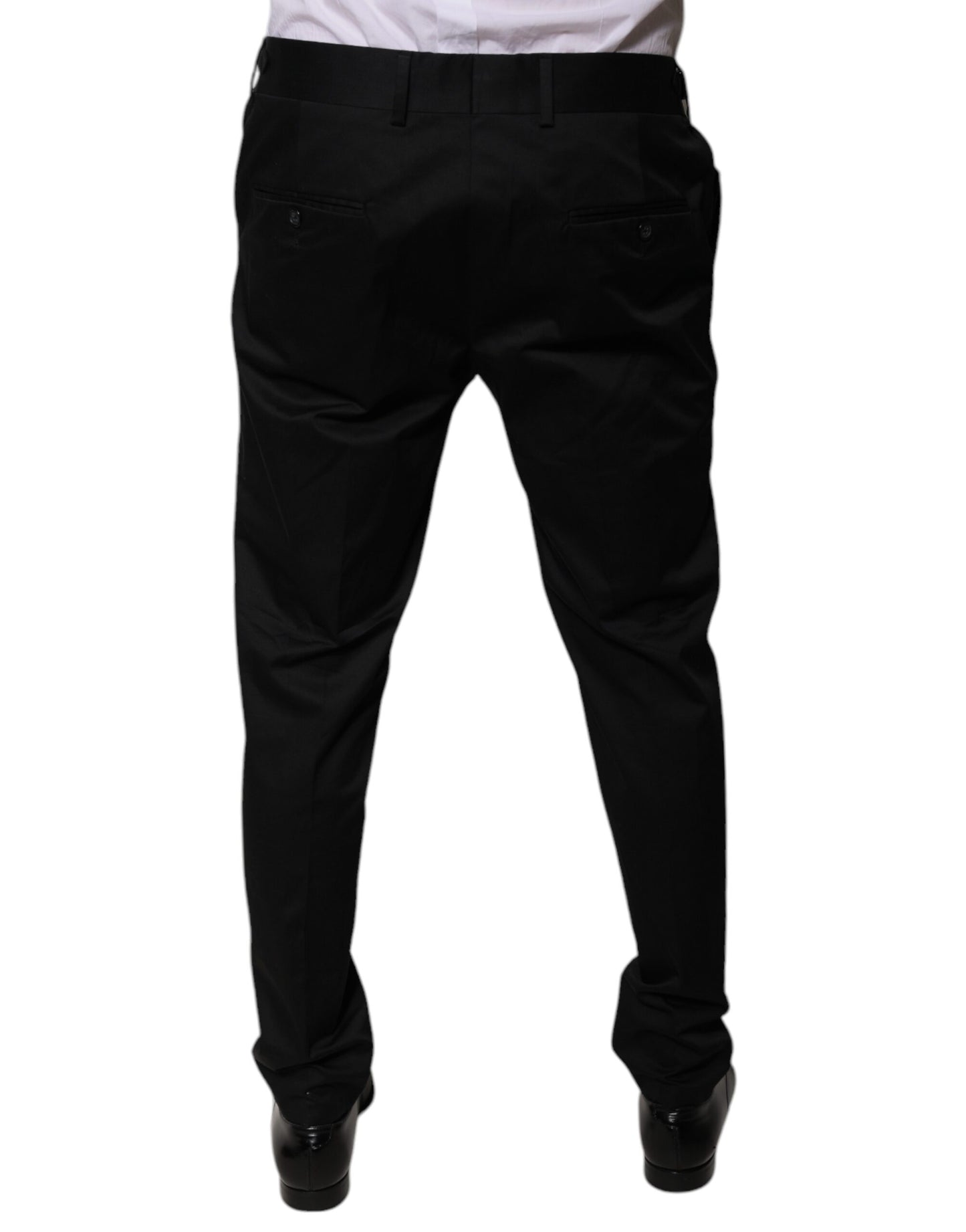 Dolce & Gabbana Black Cotton Tapered Formal Dress Pants by Dolce & Gabbana