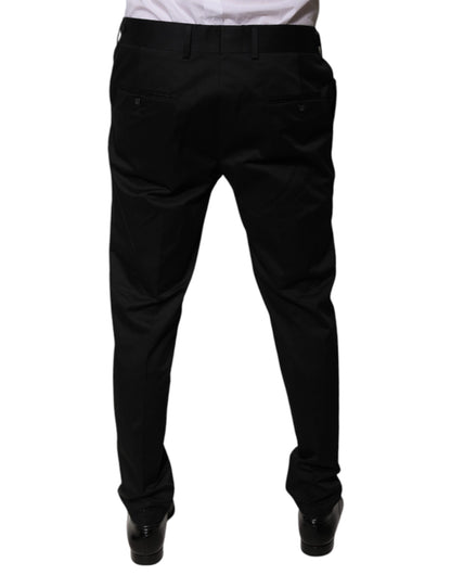 Dolce & Gabbana Black Cotton Tapered Formal Dress Pants by Dolce & Gabbana