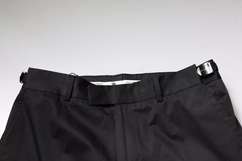 Dolce & Gabbana Black Cotton Tapered Formal Dress Pants by Dolce & Gabbana