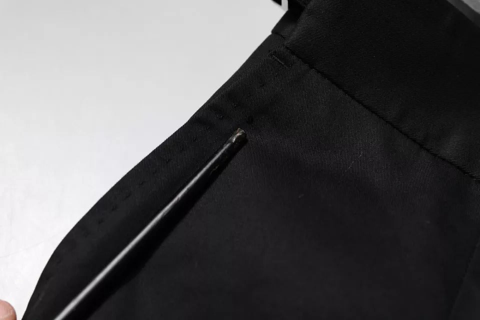 Dolce & Gabbana Black Cotton Tapered Formal Dress Pants by Dolce & Gabbana