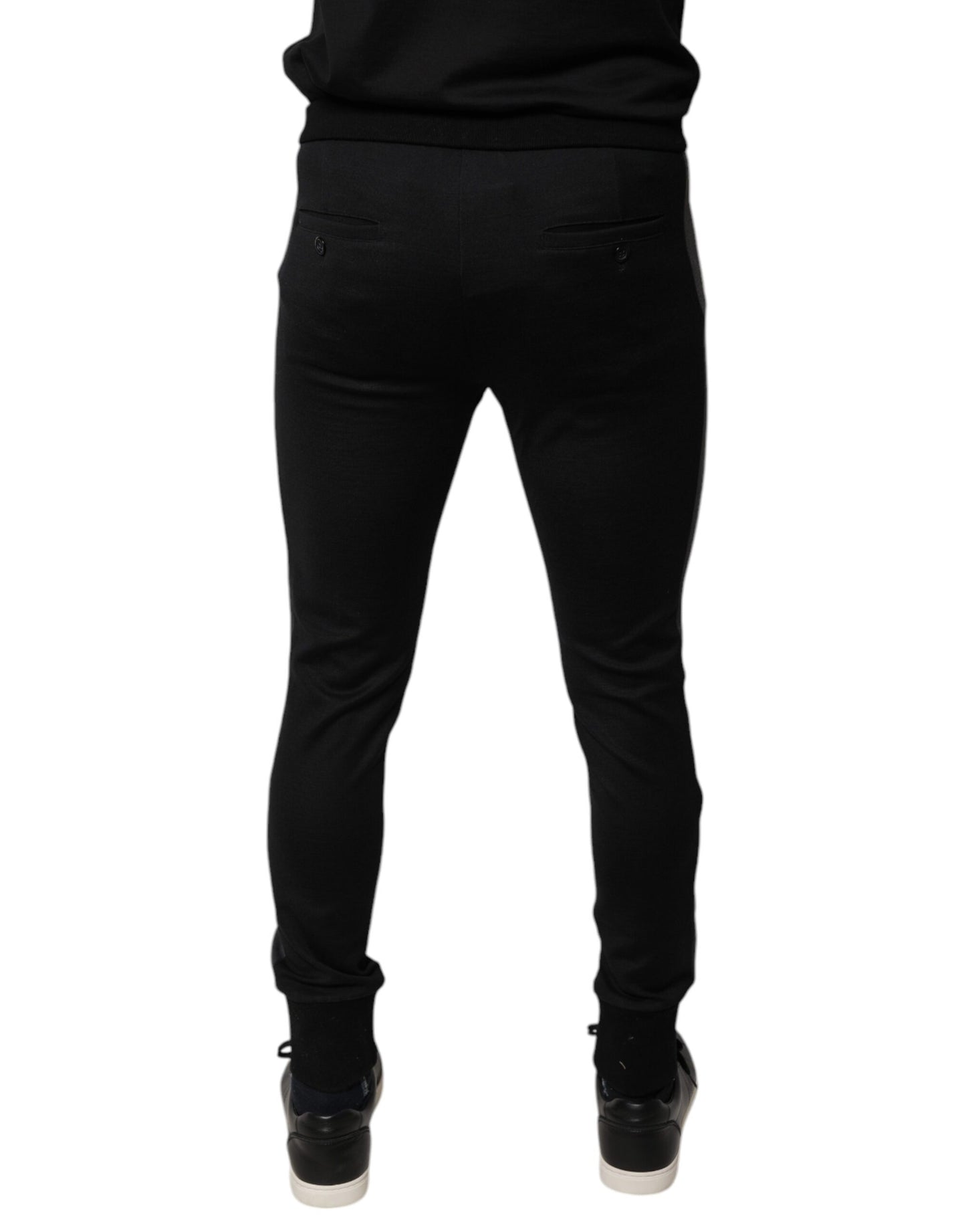 Dolce & Gabbana Black Horseshoe Embellished Wool Slim Fit Pants by Dolce & Gabbana
