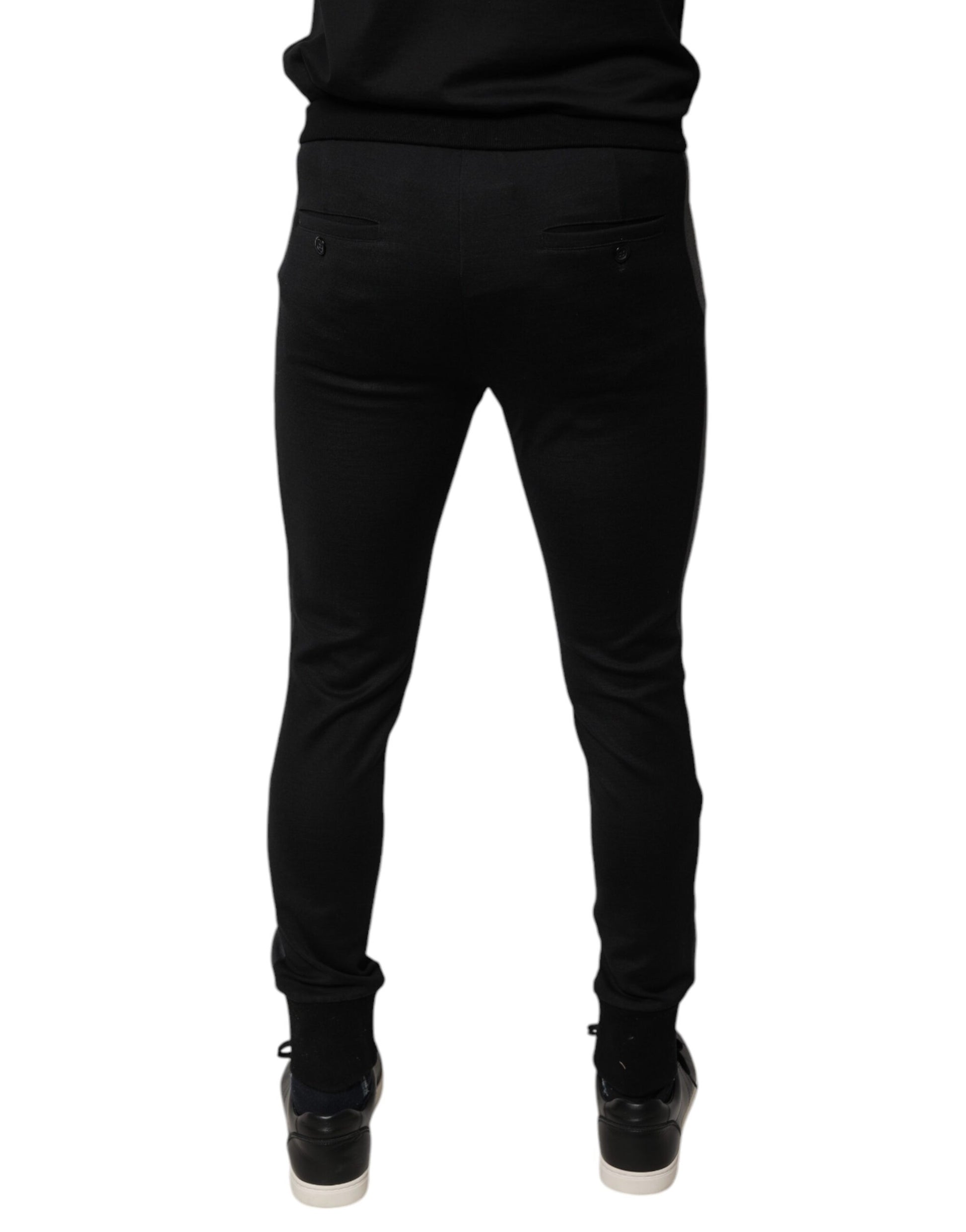 Dolce & Gabbana Black Horseshoe Embellished Wool Slim Fit Pants by Dolce & Gabbana