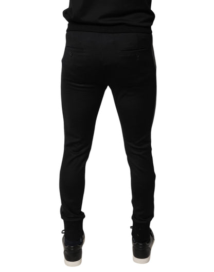 Dolce & Gabbana Black Horseshoe Embellished Wool Slim Fit Pants by Dolce & Gabbana