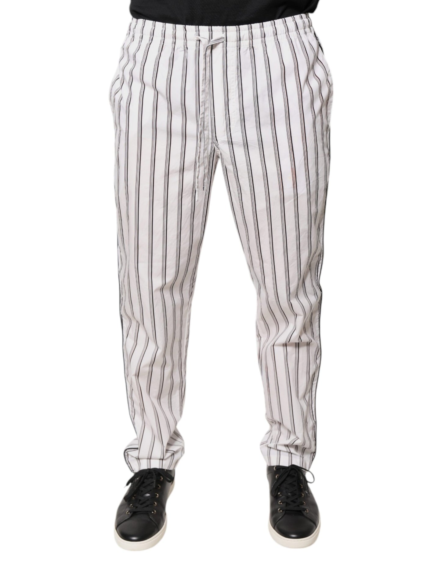 Dolce & Gabbana White Stripes Cotton Skinny Dress Pants by Dolce & Gabbana