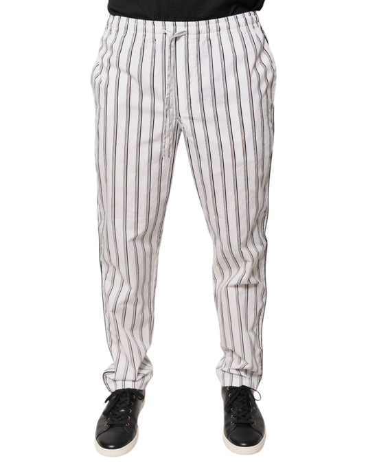 Dolce & Gabbana White Stripes Cotton Skinny Dress Pants by Dolce & Gabbana