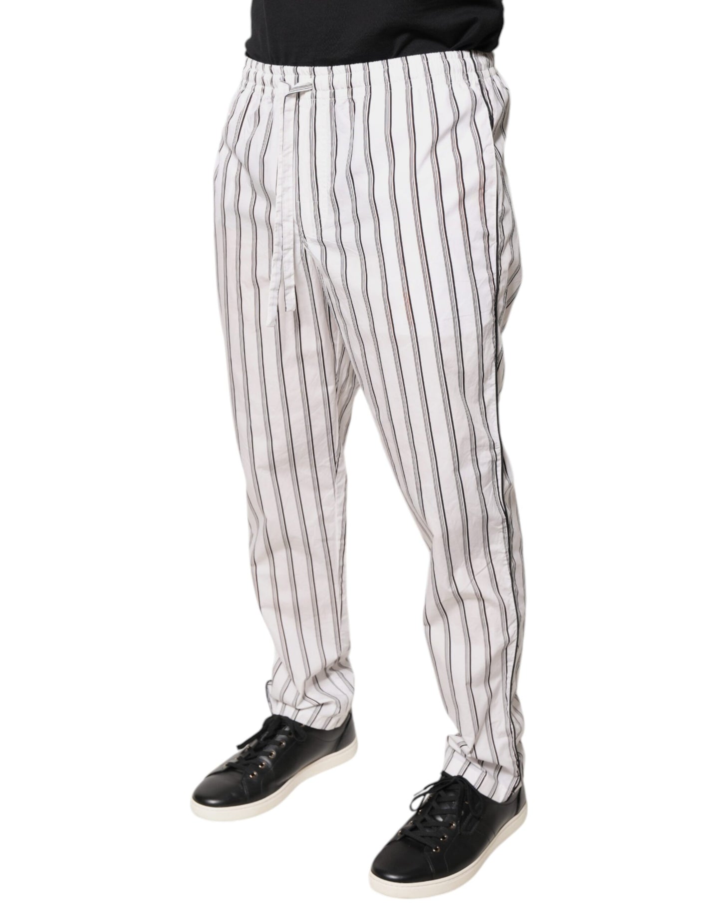 Dolce & Gabbana White Stripes Cotton Skinny Dress Pants by Dolce & Gabbana