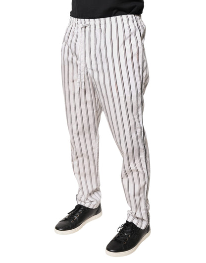 Dolce & Gabbana White Stripes Cotton Skinny Dress Pants by Dolce & Gabbana
