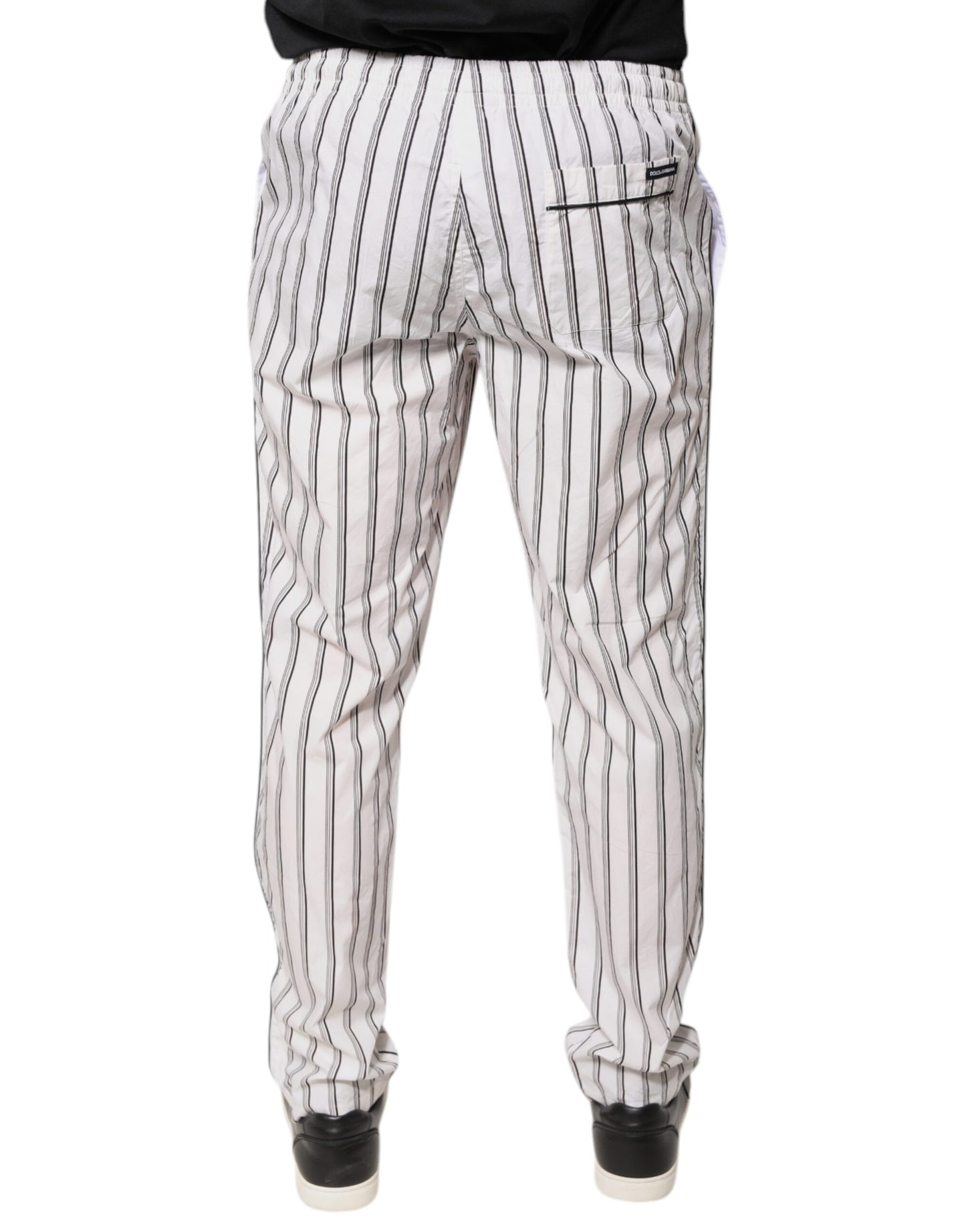 Dolce & Gabbana White Stripes Cotton Skinny Dress Pants by Dolce & Gabbana