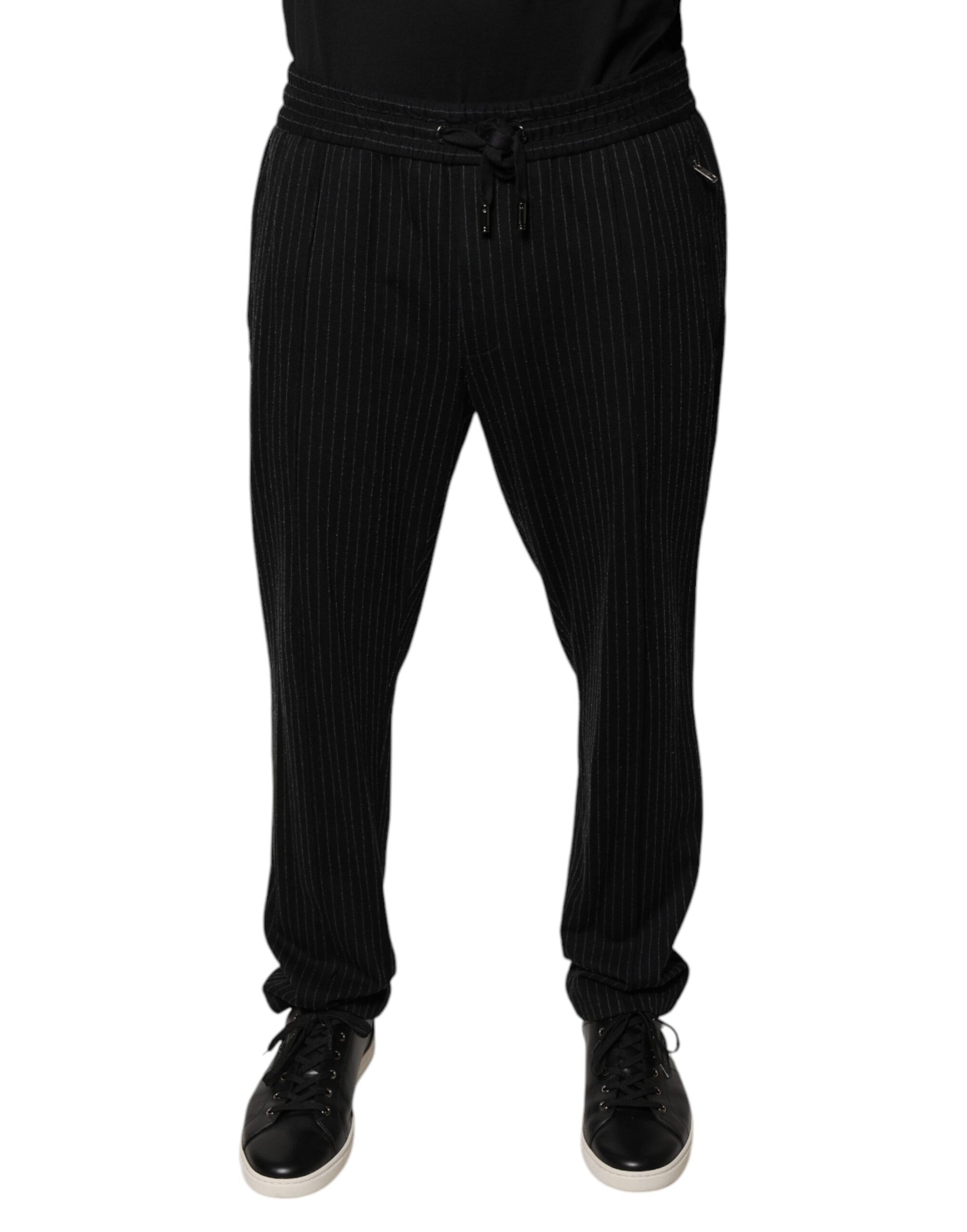 Dolce & Gabbana Black Stripes Viscose Skinny Dress Pants by Dolce & Gabbana