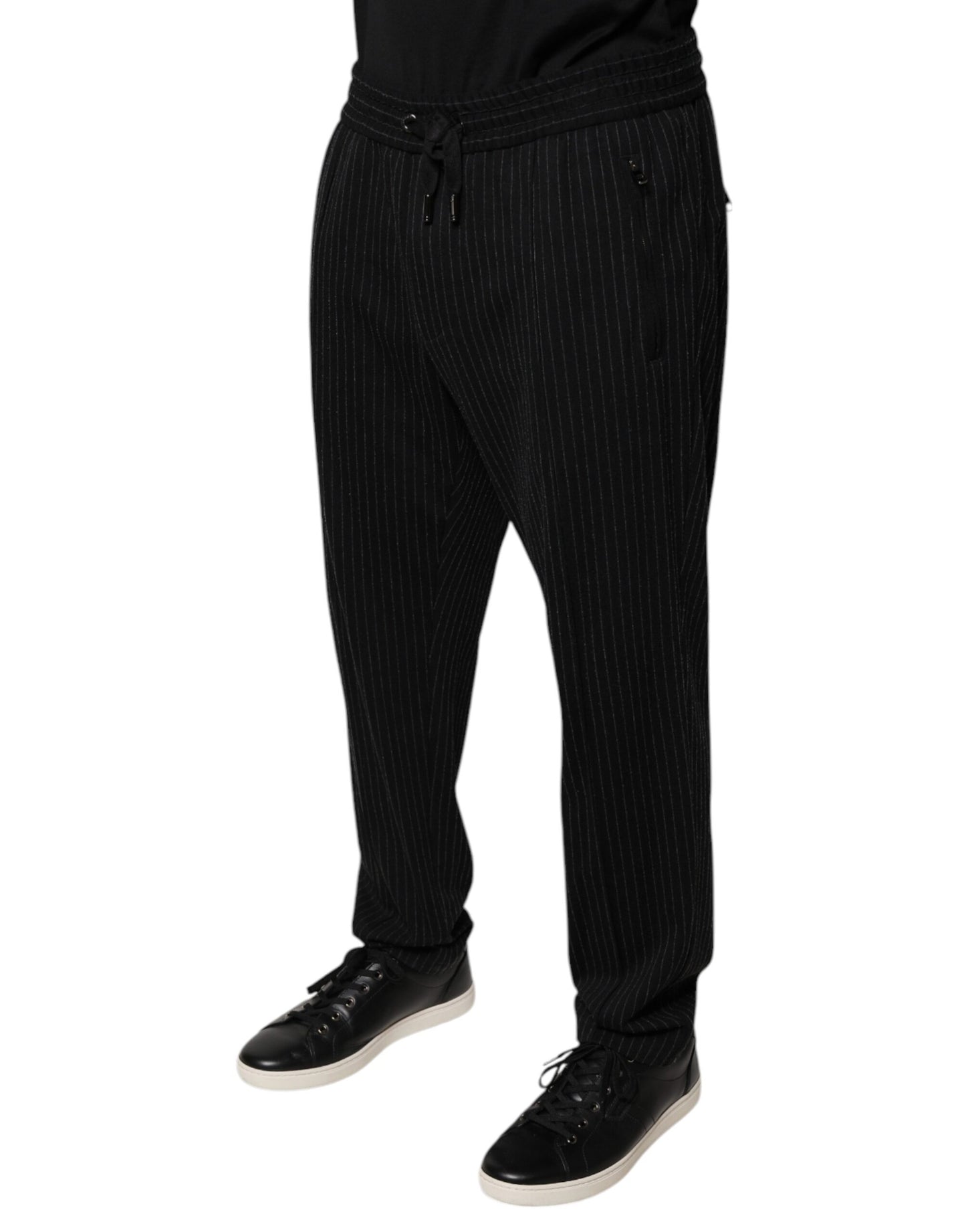 Dolce & Gabbana Black Stripes Viscose Skinny Dress Pants by Dolce & Gabbana