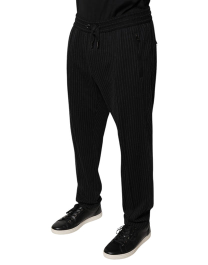 Dolce & Gabbana Black Stripes Viscose Skinny Dress Pants by Dolce & Gabbana