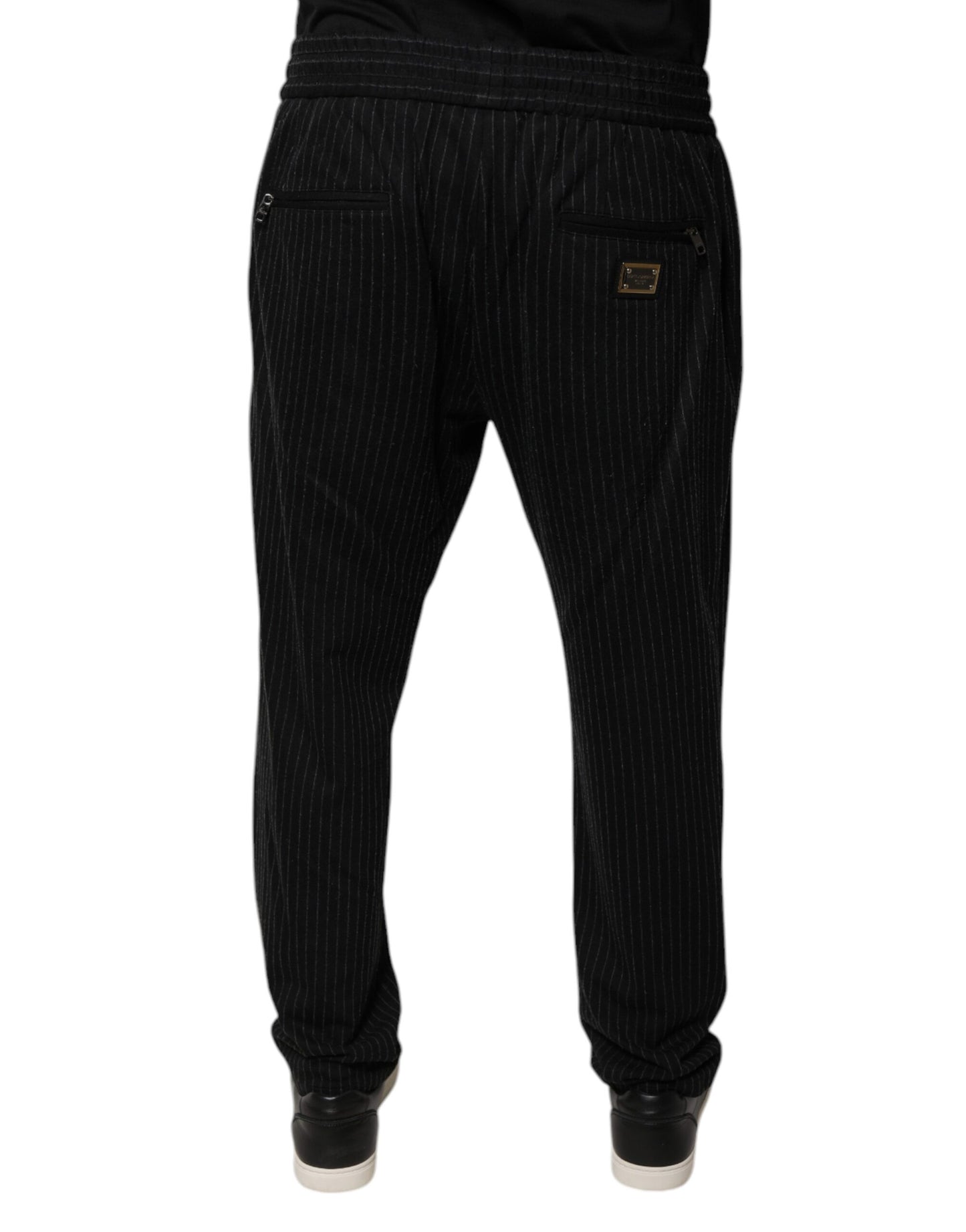 Dolce & Gabbana Black Stripes Viscose Skinny Dress Pants by Dolce & Gabbana