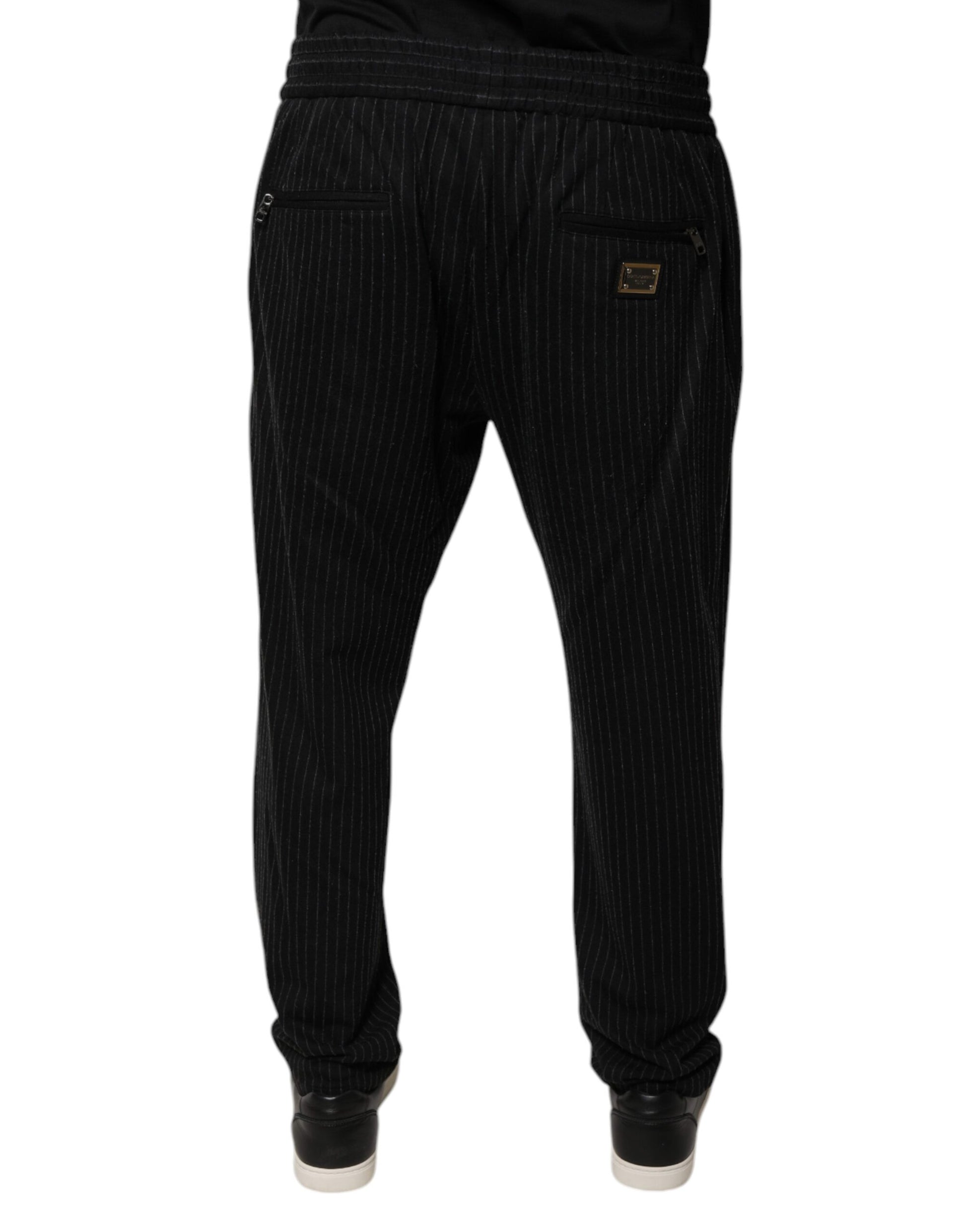 Dolce & Gabbana Black Stripes Viscose Skinny Dress Pants by Dolce & Gabbana