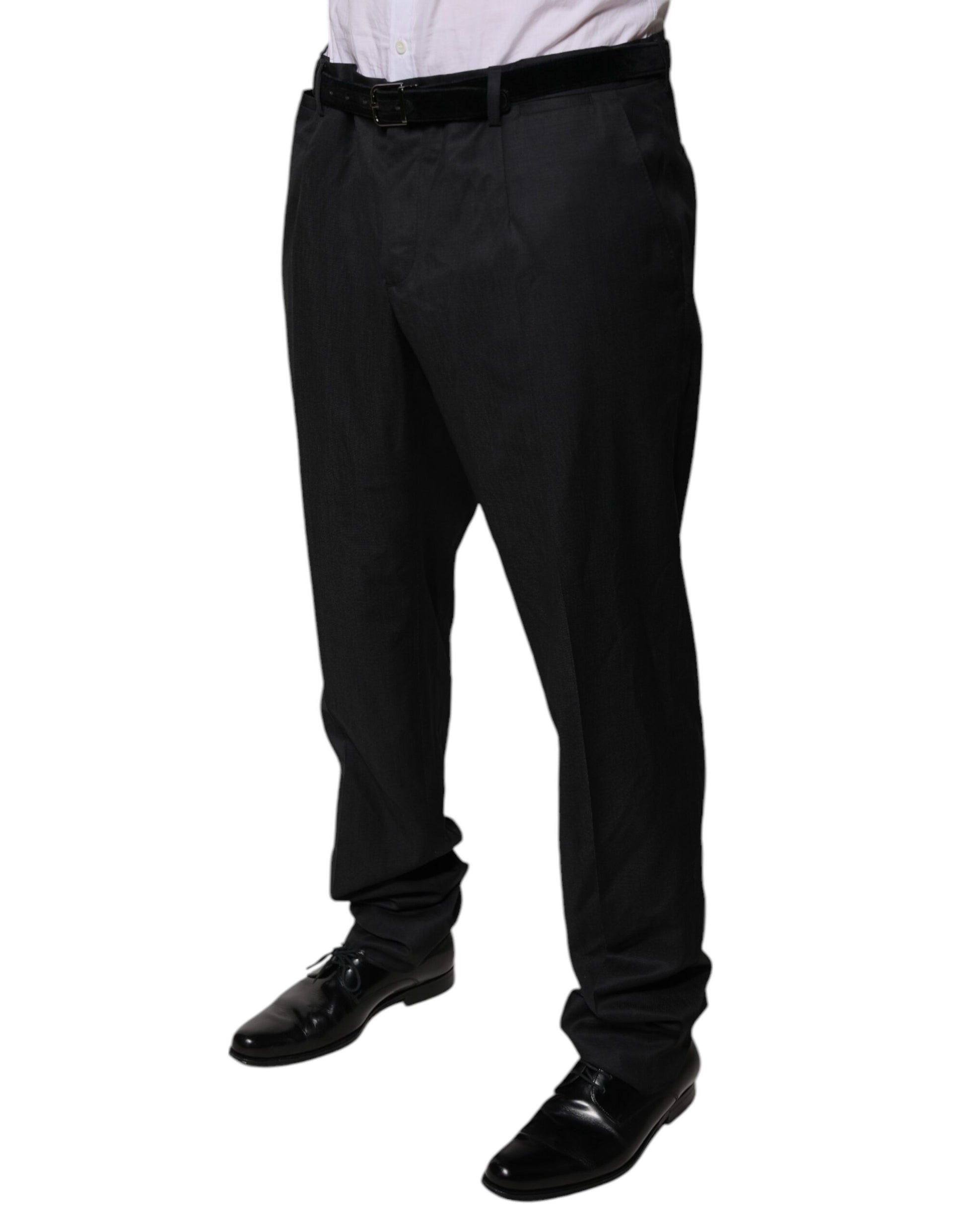 Dolce & Gabbana Black Wool Tapered Formal Dress Pants by Dolce & Gabbana