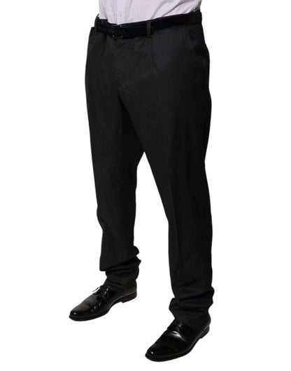 Dolce & Gabbana Black Wool Tapered Formal Dress Pants by Dolce & Gabbana