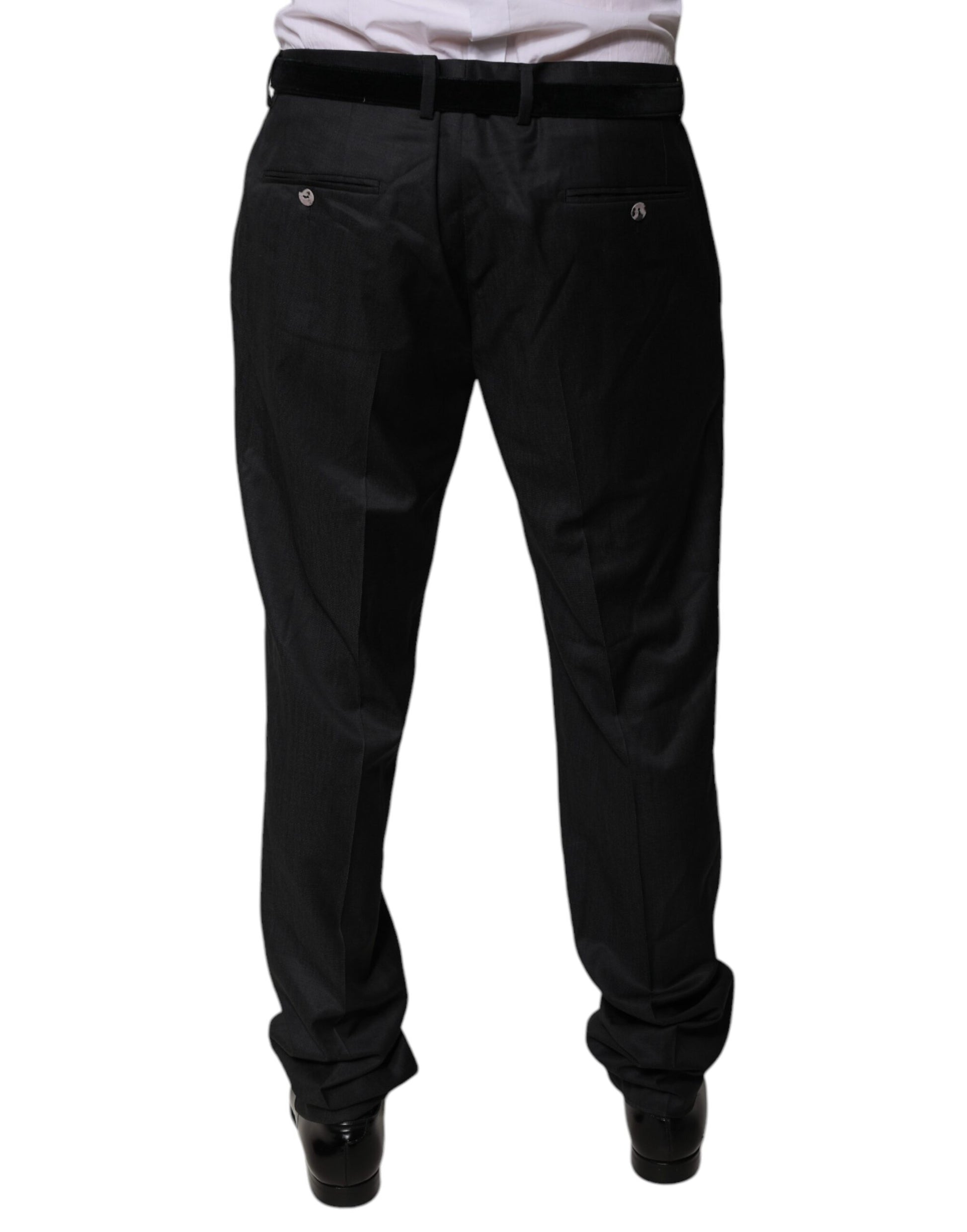 Dolce & Gabbana Black Wool Tapered Formal Dress Pants by Dolce & Gabbana