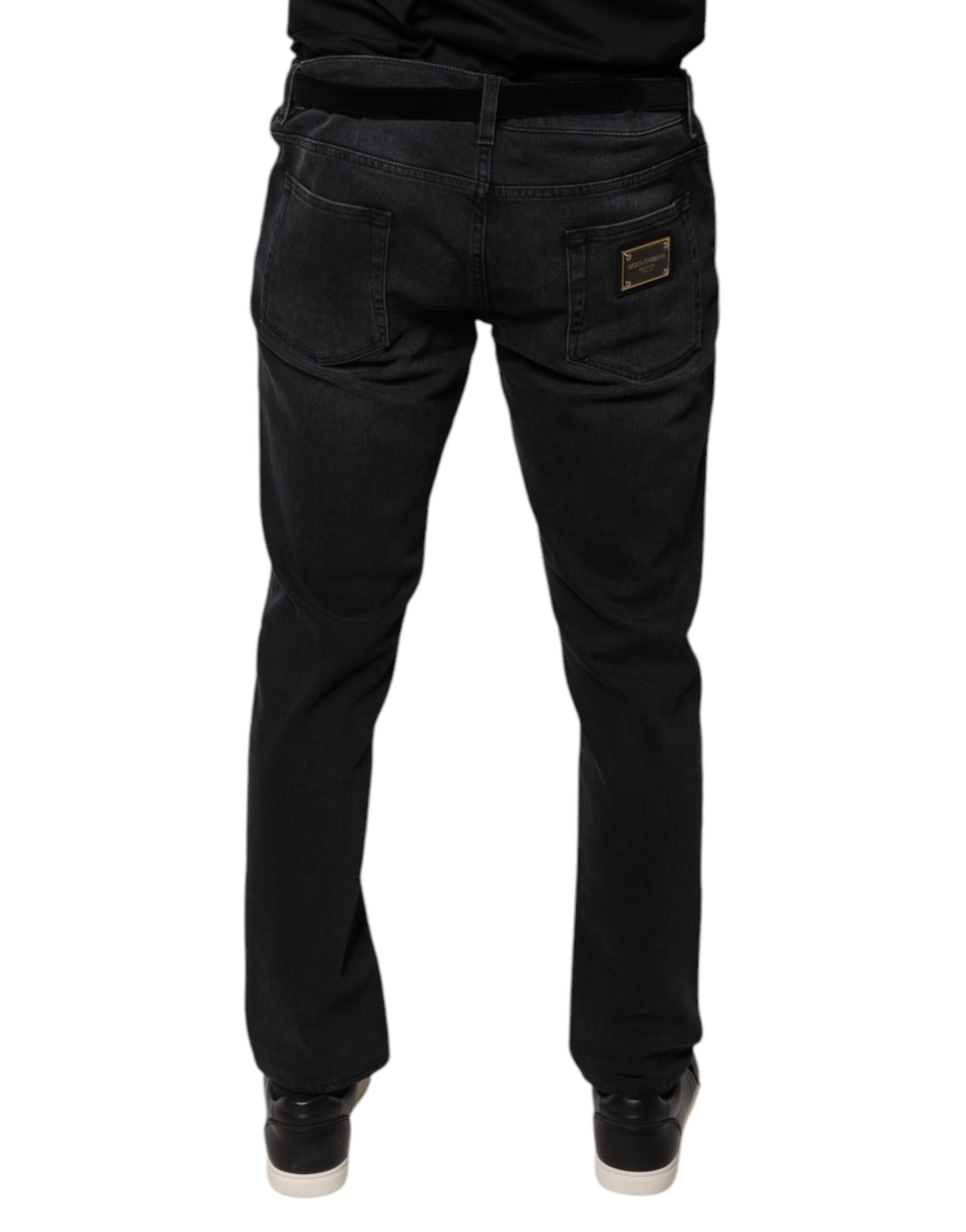 Dolce & Gabbana Black Logo Cotton Stretch Skinny Denim Jeans by Dolce & Gabbana