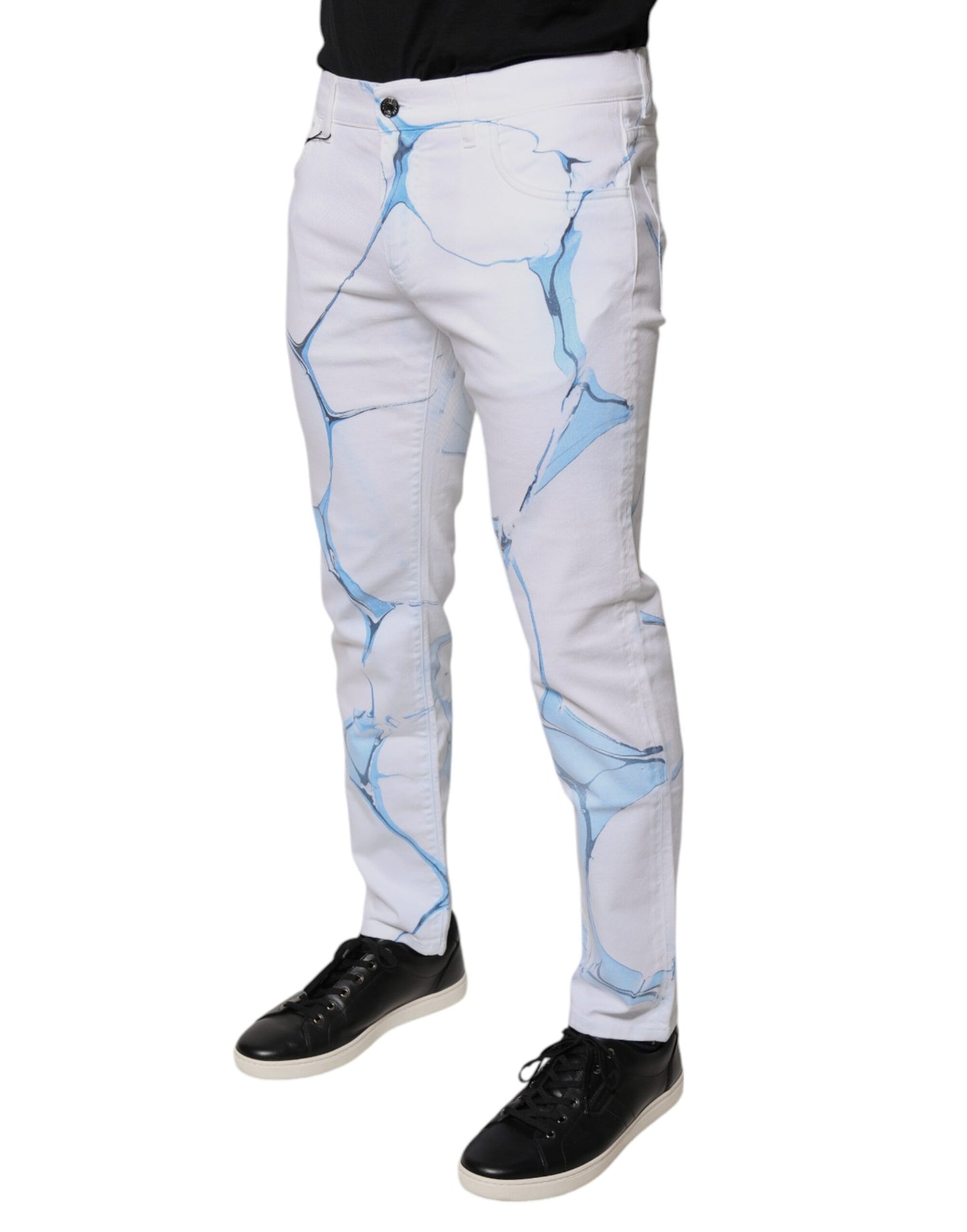 Dolce & Gabbana White Blue Cotton Stretch Skinny Denim Jeans by Dolce & Gabbana