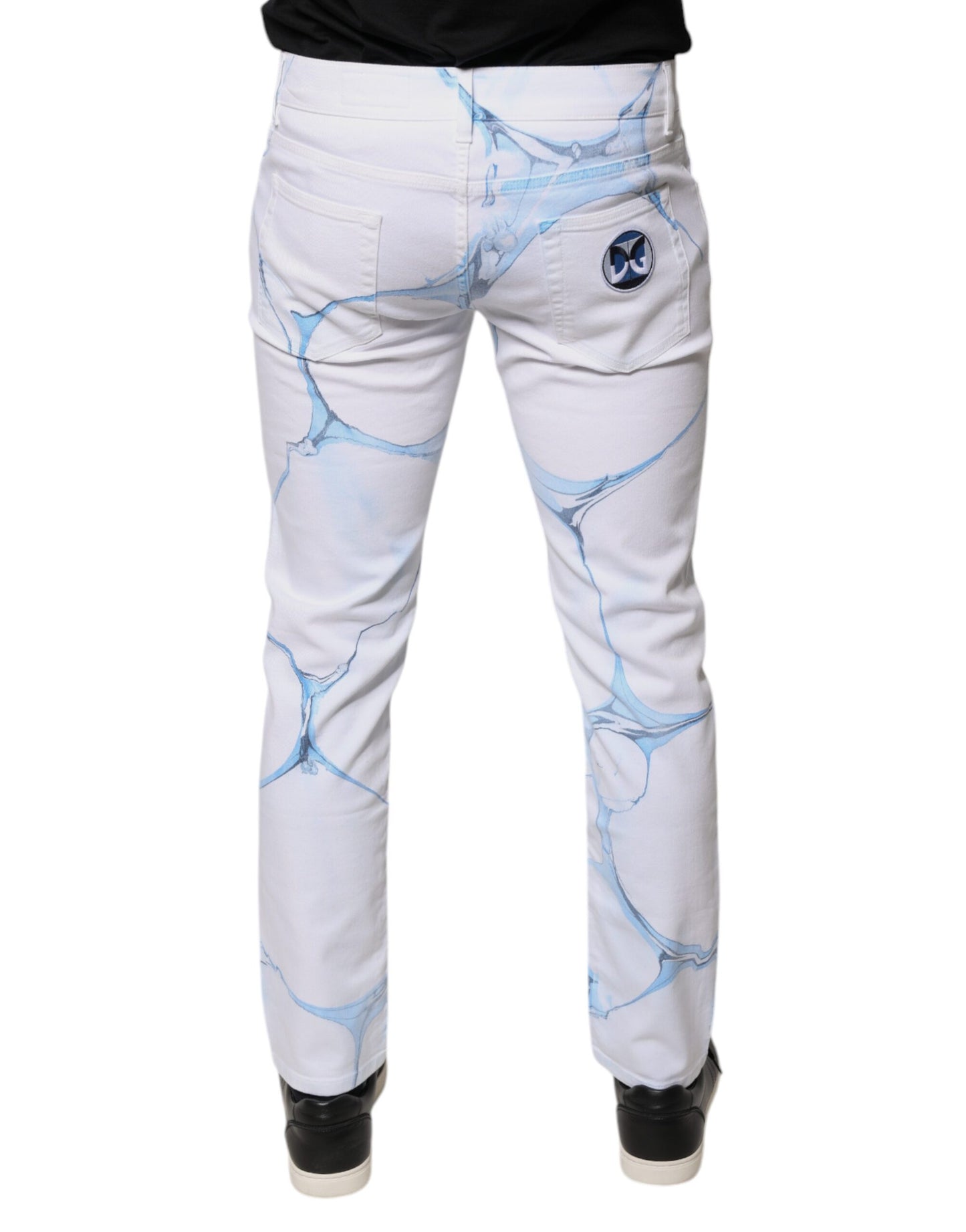 Dolce & Gabbana White Blue Cotton Stretch Skinny Denim Jeans by Dolce & Gabbana