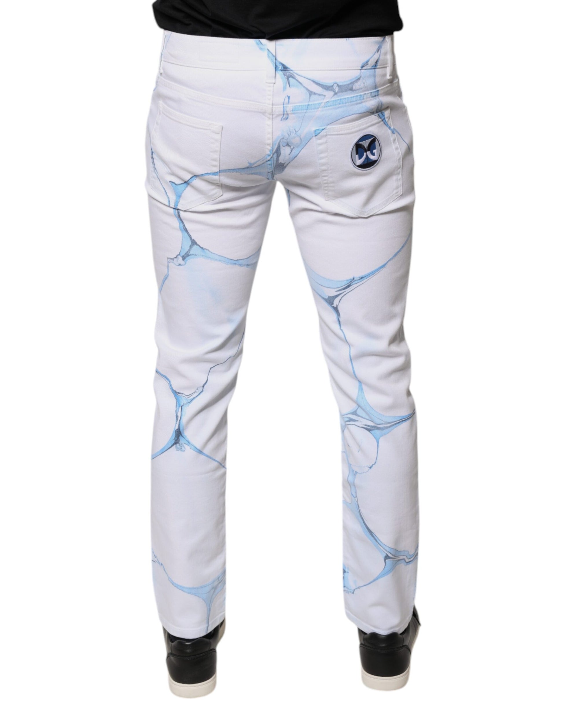 Dolce & Gabbana White Blue Cotton Stretch Skinny Denim Jeans by Dolce & Gabbana