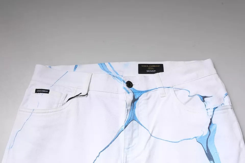 Dolce & Gabbana White Blue Cotton Stretch Skinny Denim Jeans by Dolce & Gabbana