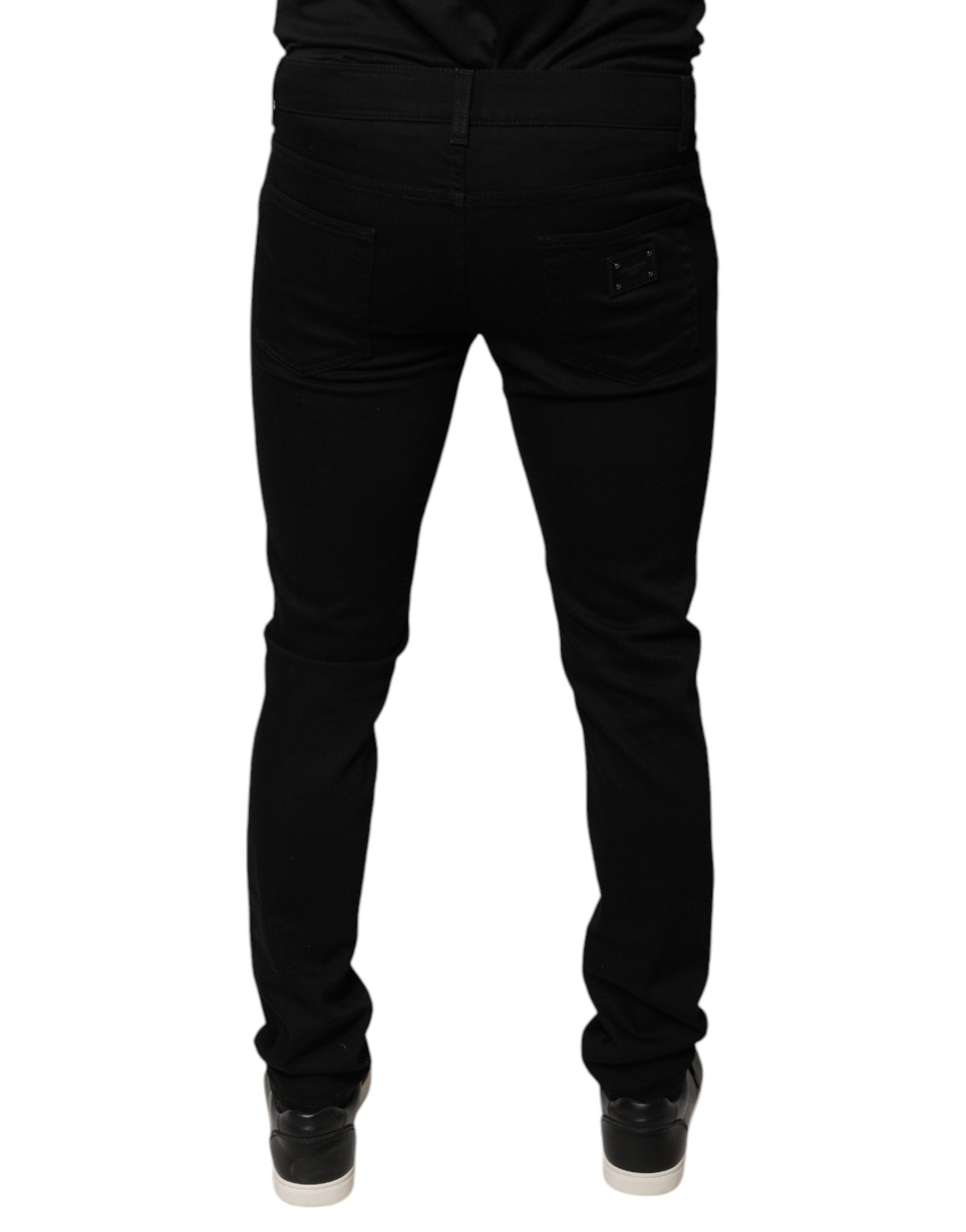 Dolce & Gabbana Black DG Crown Logo Cotton Skinny Denim Jeans by Dolce & Gabbana