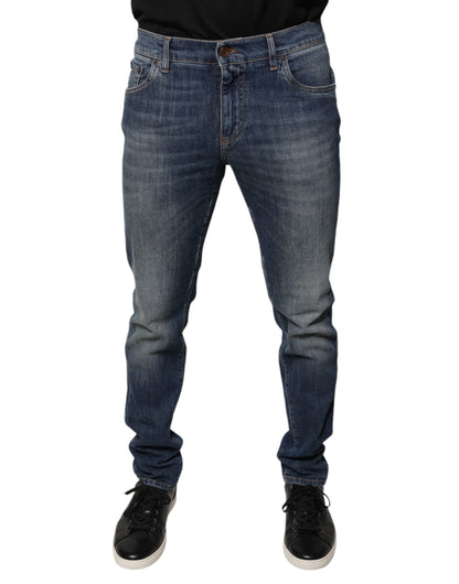 Dolce & Gabbana Blue DG Crown Logo Cotton Skinny Denim Jeans by Dolce & Gabbana