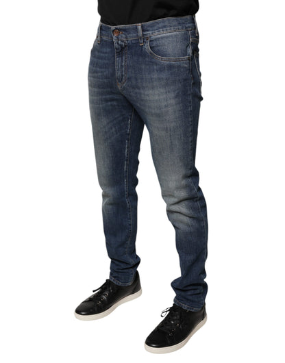 Dolce & Gabbana Blue DG Crown Logo Cotton Skinny Denim Jeans by Dolce & Gabbana