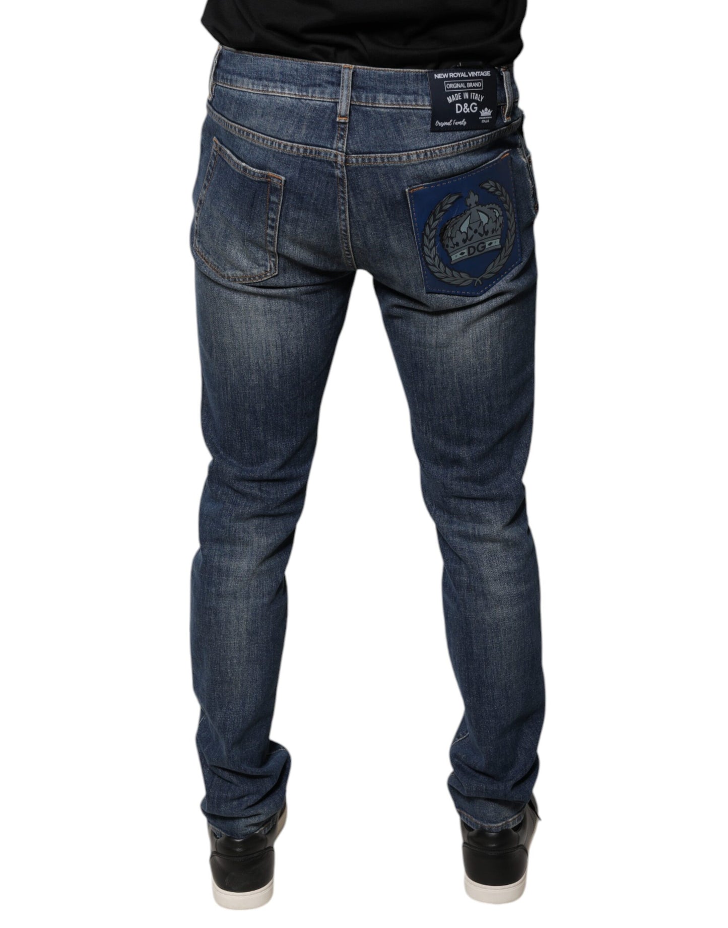 Dolce & Gabbana Blue DG Crown Logo Cotton Skinny Denim Jeans by Dolce & Gabbana