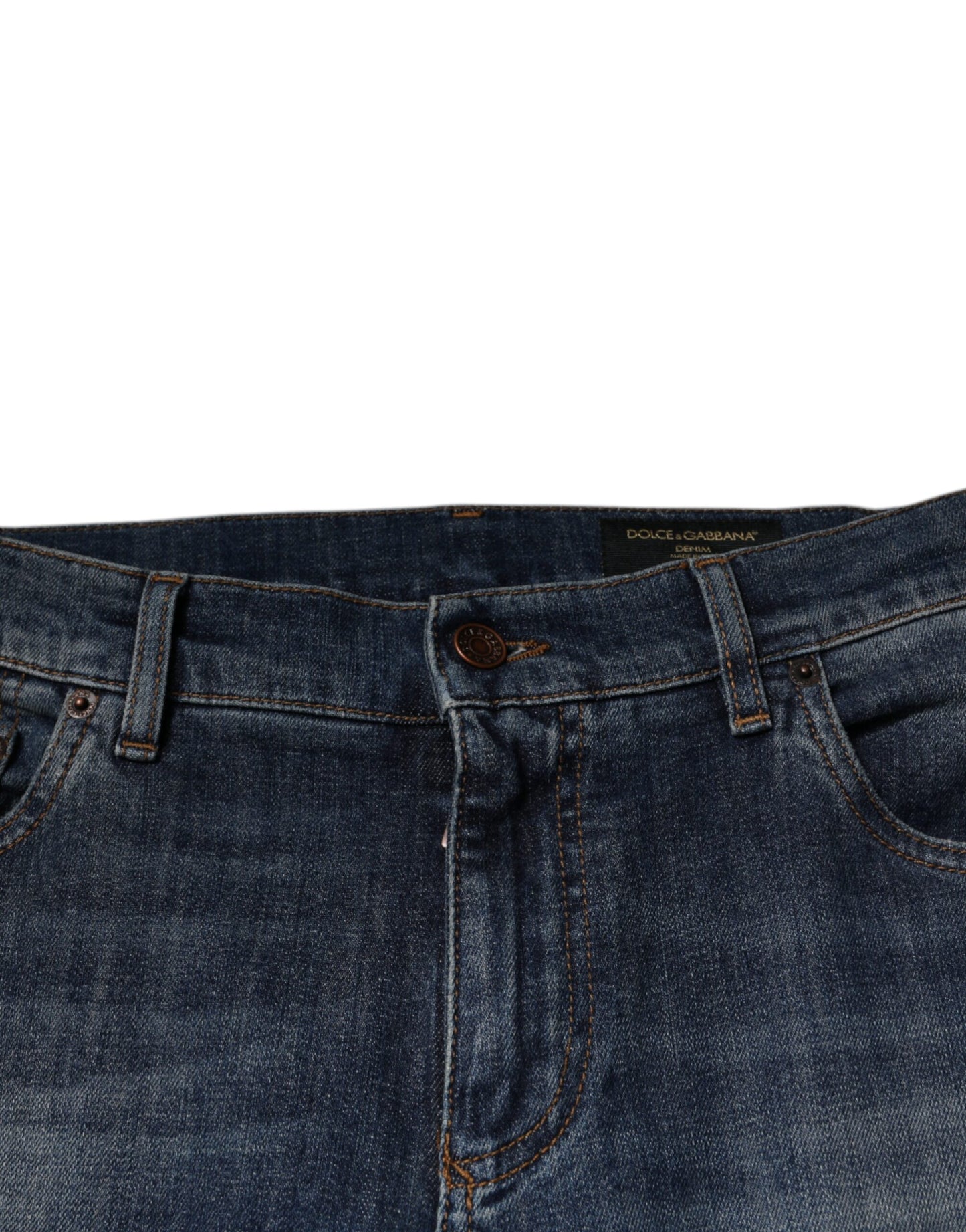 Dolce & Gabbana Blue DG Crown Logo Cotton Skinny Denim Jeans by Dolce & Gabbana