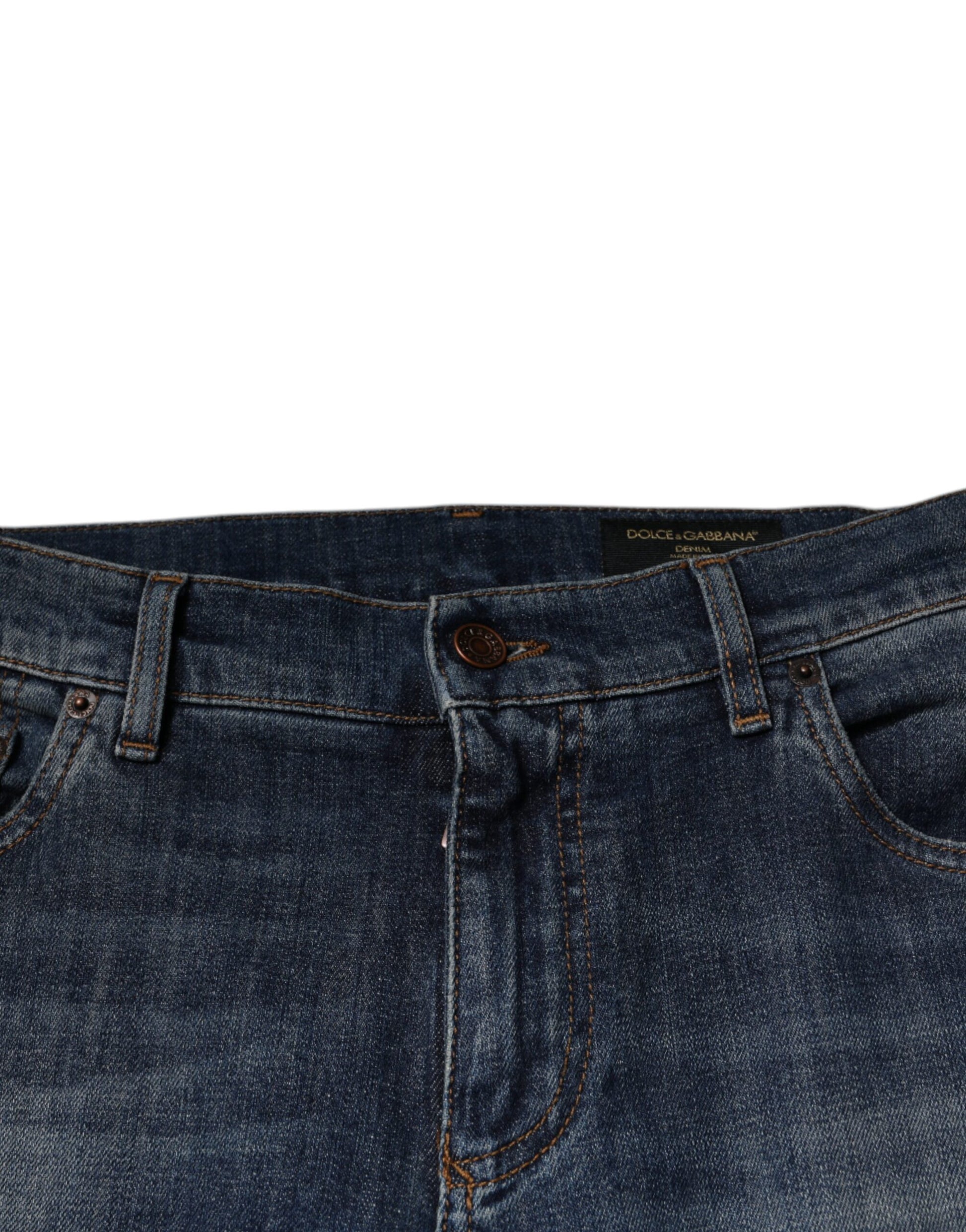 Dolce & Gabbana Blue DG Crown Logo Cotton Skinny Denim Jeans by Dolce & Gabbana