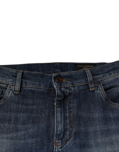 Dolce & Gabbana Blue DG Crown Logo Cotton Skinny Denim Jeans by Dolce & Gabbana