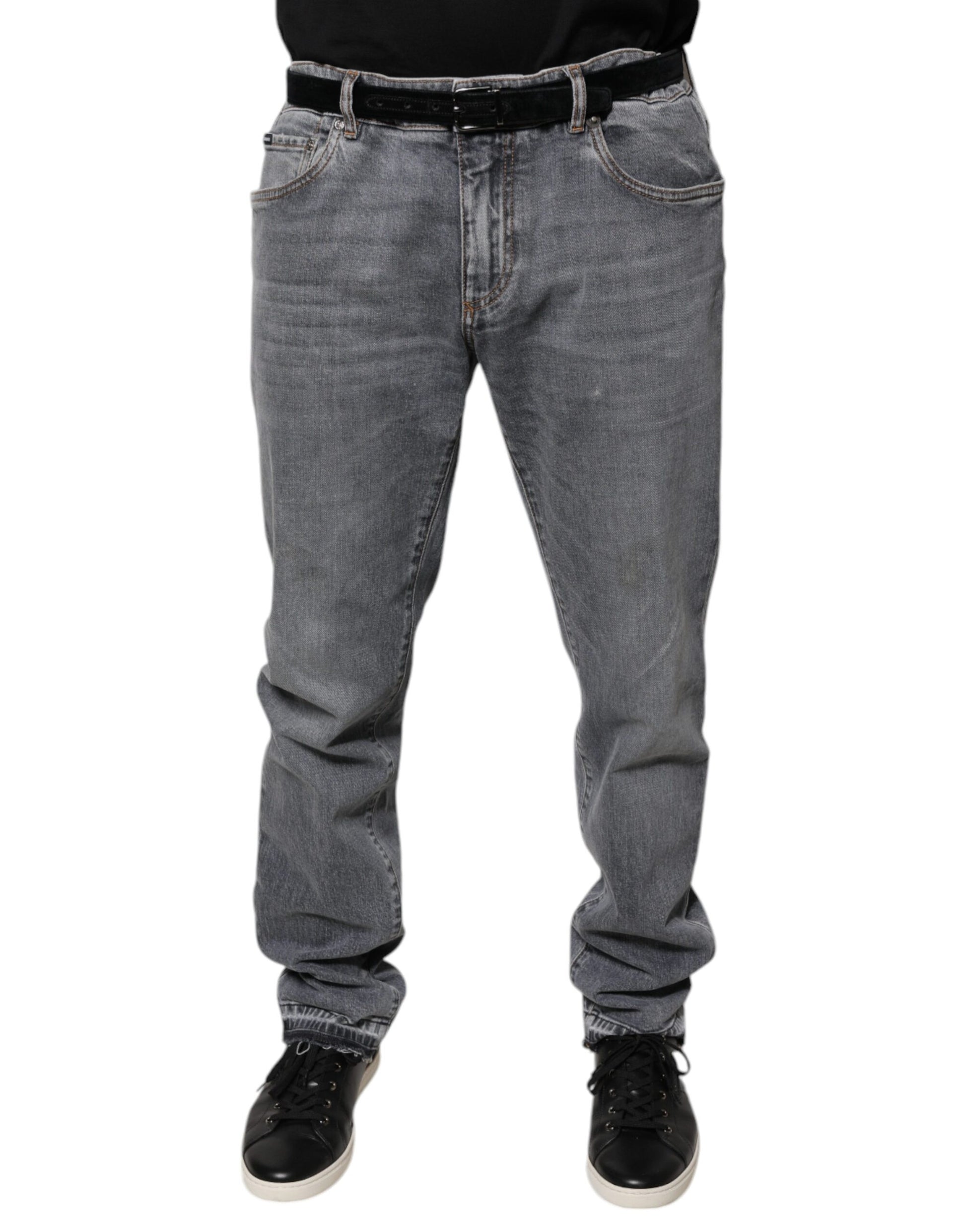 Dolce & Gabbana Gray Logo Cotton Stretch Skinny Denim Jeans by Dolce & Gabbana
