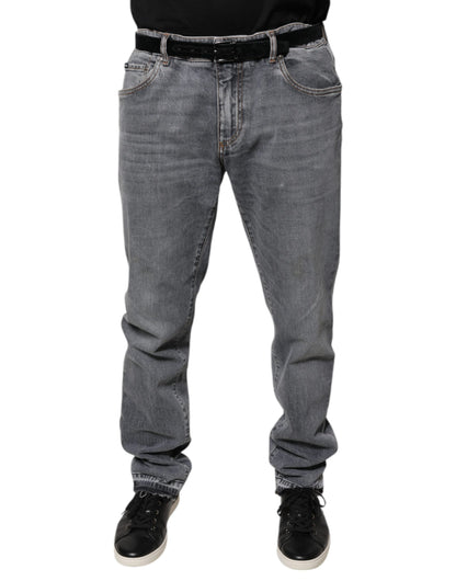 Dolce & Gabbana Gray Logo Cotton Stretch Skinny Denim Jeans by Dolce & Gabbana