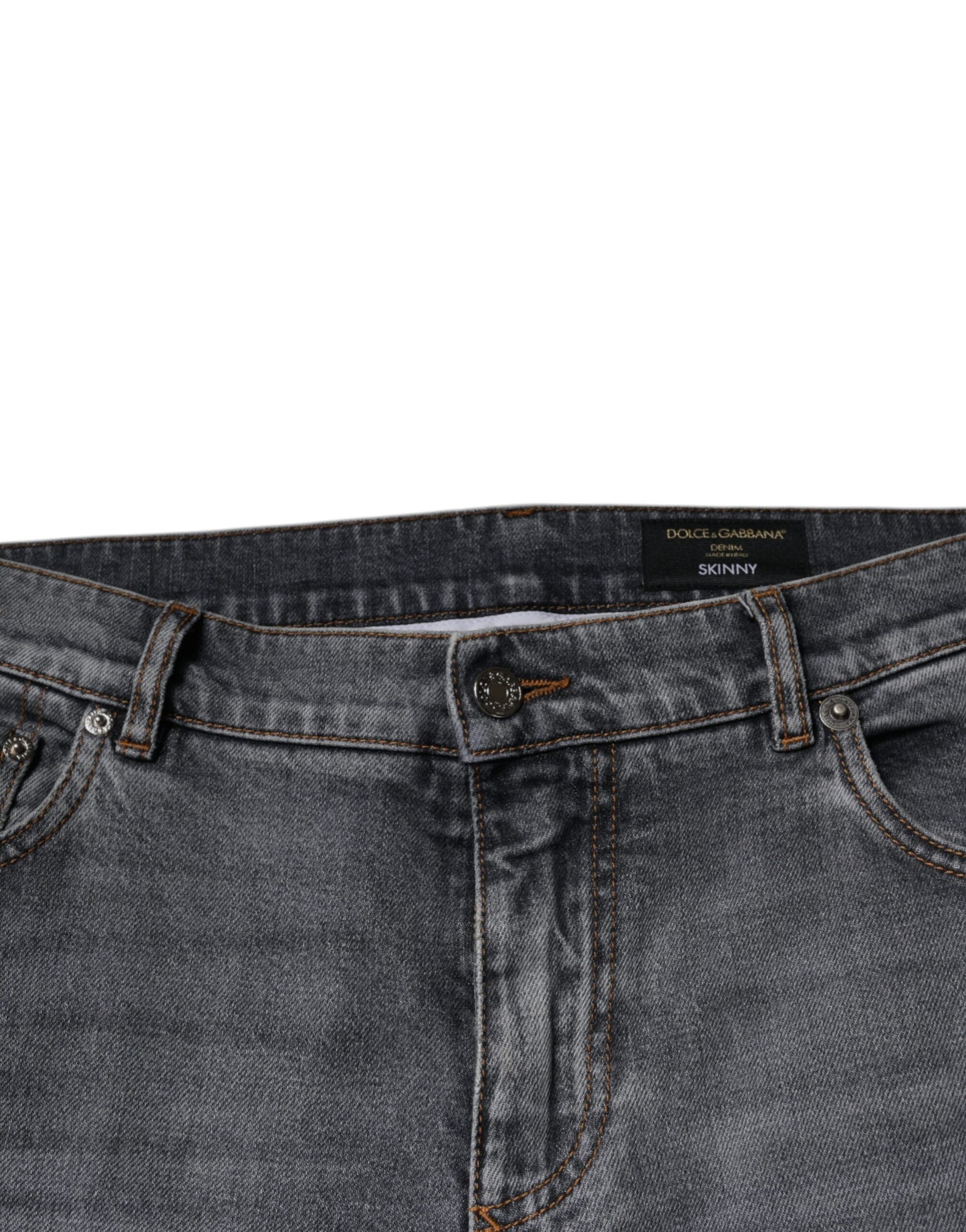 Dolce & Gabbana Gray Logo Cotton Stretch Skinny Denim Jeans by Dolce & Gabbana