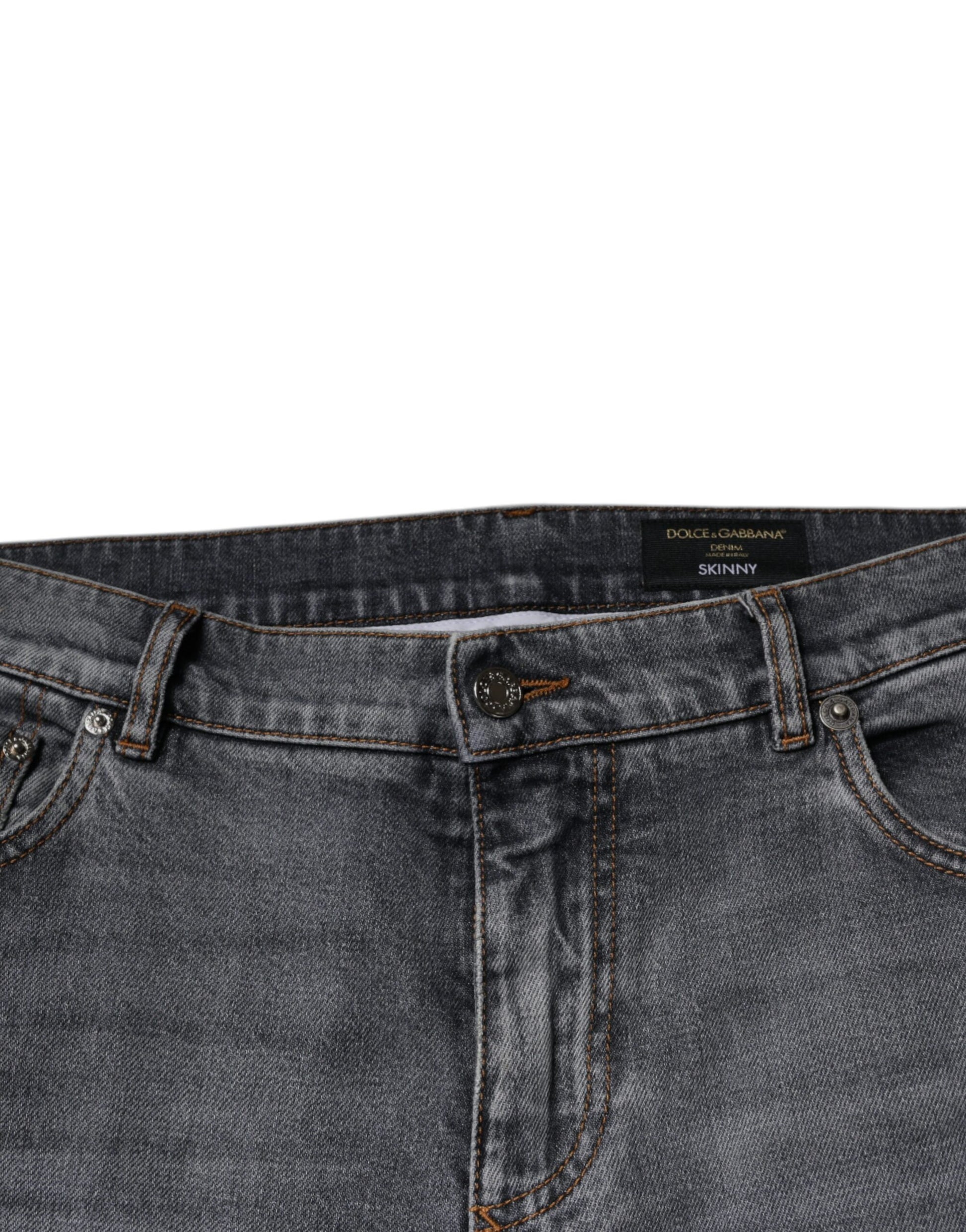 Dolce & Gabbana Gray Logo Cotton Stretch Skinny Denim Jeans by Dolce & Gabbana