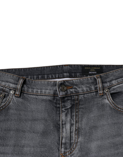 Dolce & Gabbana Gray Logo Cotton Stretch Skinny Denim Jeans by Dolce & Gabbana