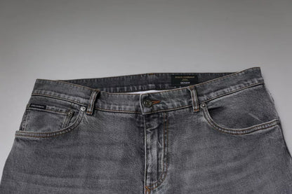 Dolce & Gabbana Gray Logo Cotton Stretch Skinny Denim Jeans by Dolce & Gabbana