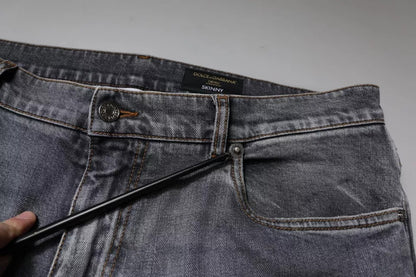 Dolce & Gabbana Gray Logo Cotton Stretch Skinny Denim Jeans by Dolce & Gabbana