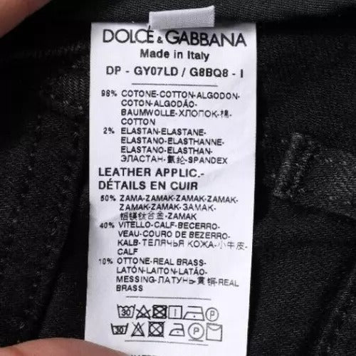 Dolce & Gabbana Black Logo Cotton Stretch Skinny Denim Jeans by Dolce & Gabbana