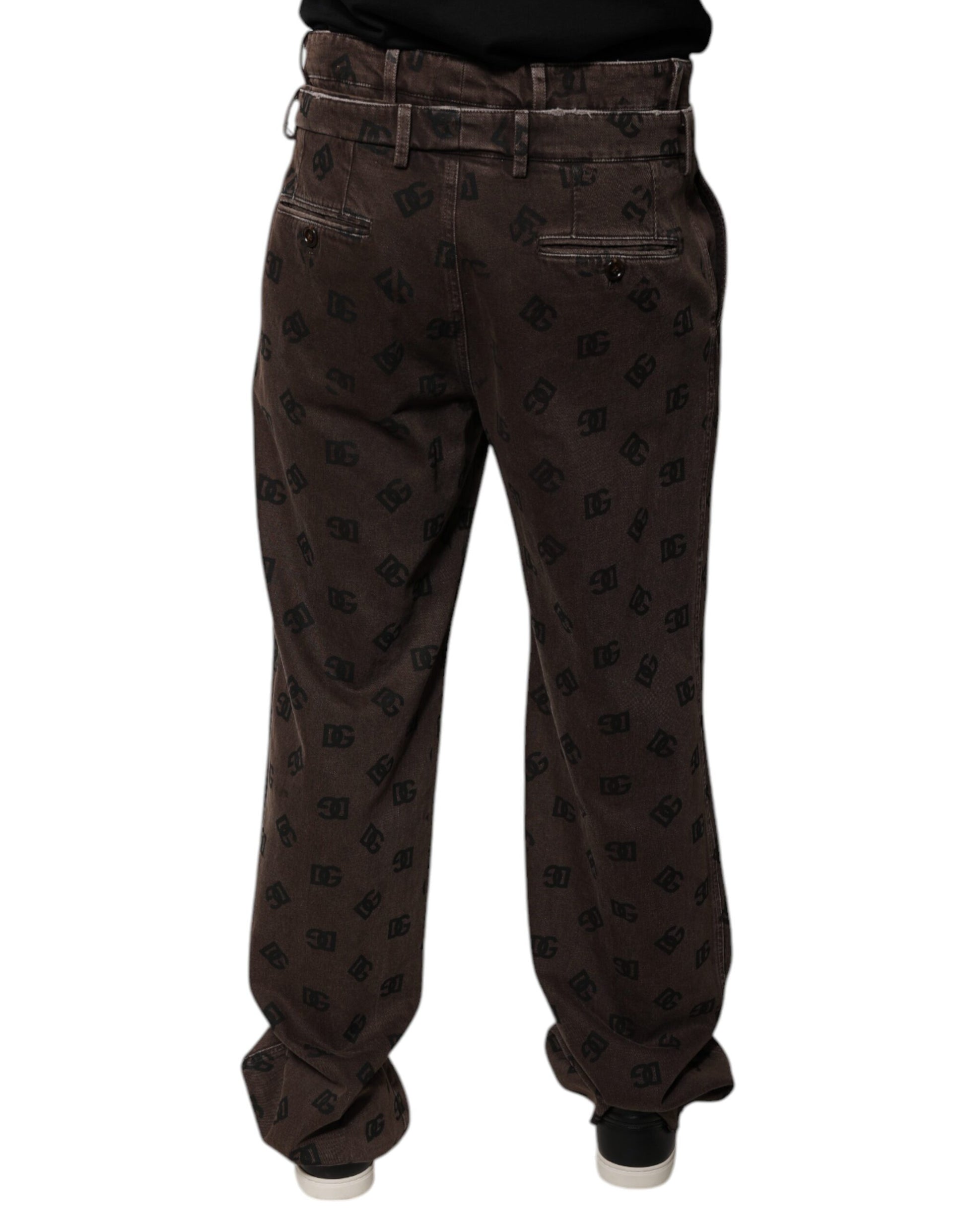 Dolce & Gabbana Brown Logo Cotton Straight Denim Jeans by Dolce & Gabbana