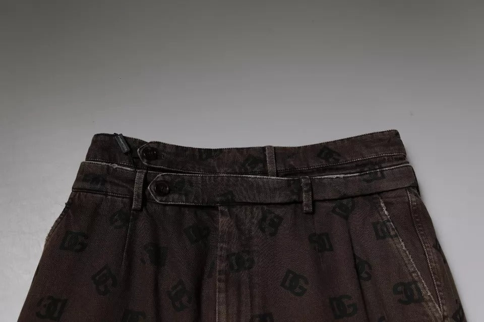 Dolce & Gabbana Brown Logo Cotton Straight Denim Jeans by Dolce & Gabbana